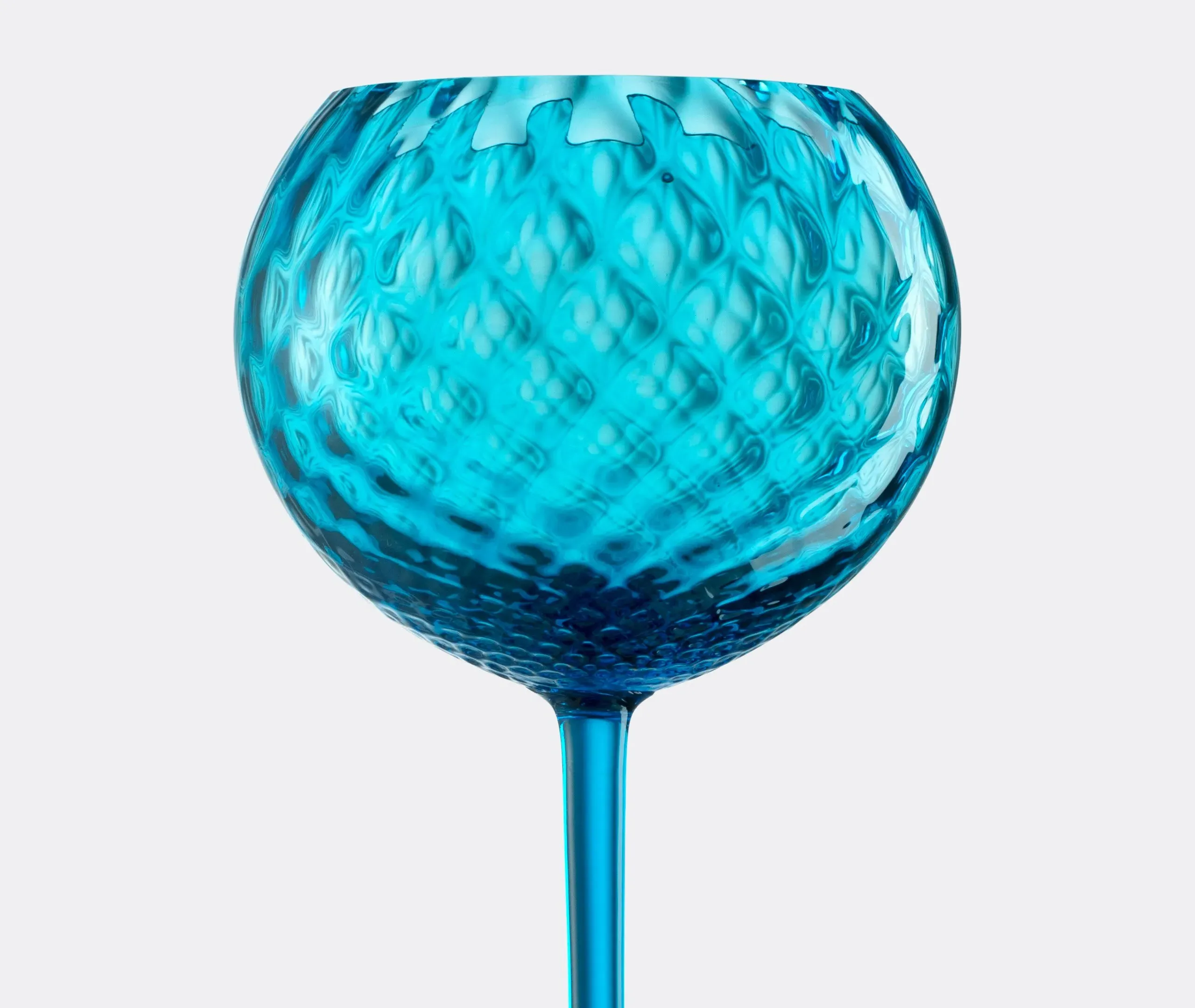 Red Wine Glass with Textured Bowl - Turquoise, Glass
