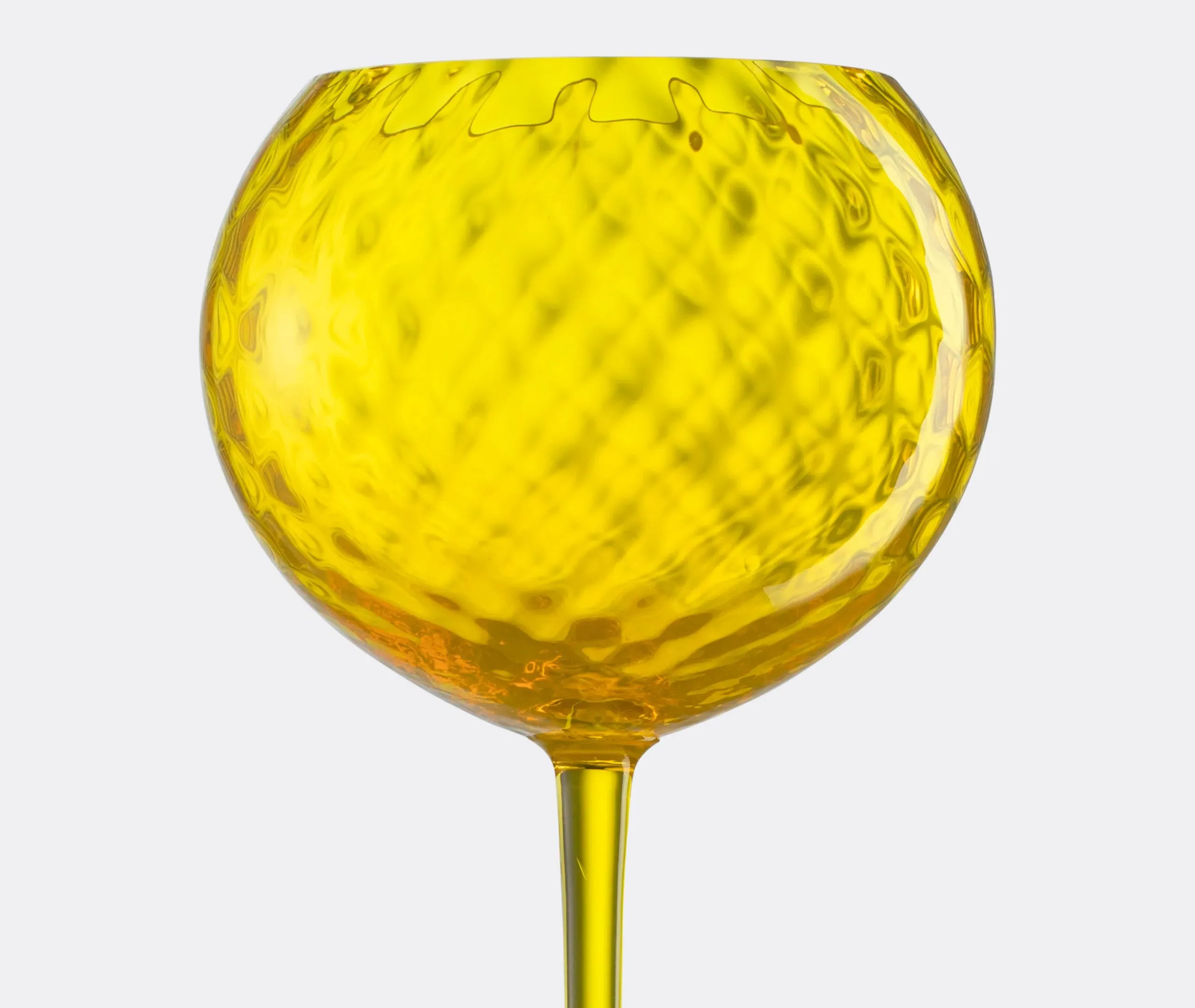 Red Wine Glass with Textured Bowl - Yellow, Glass