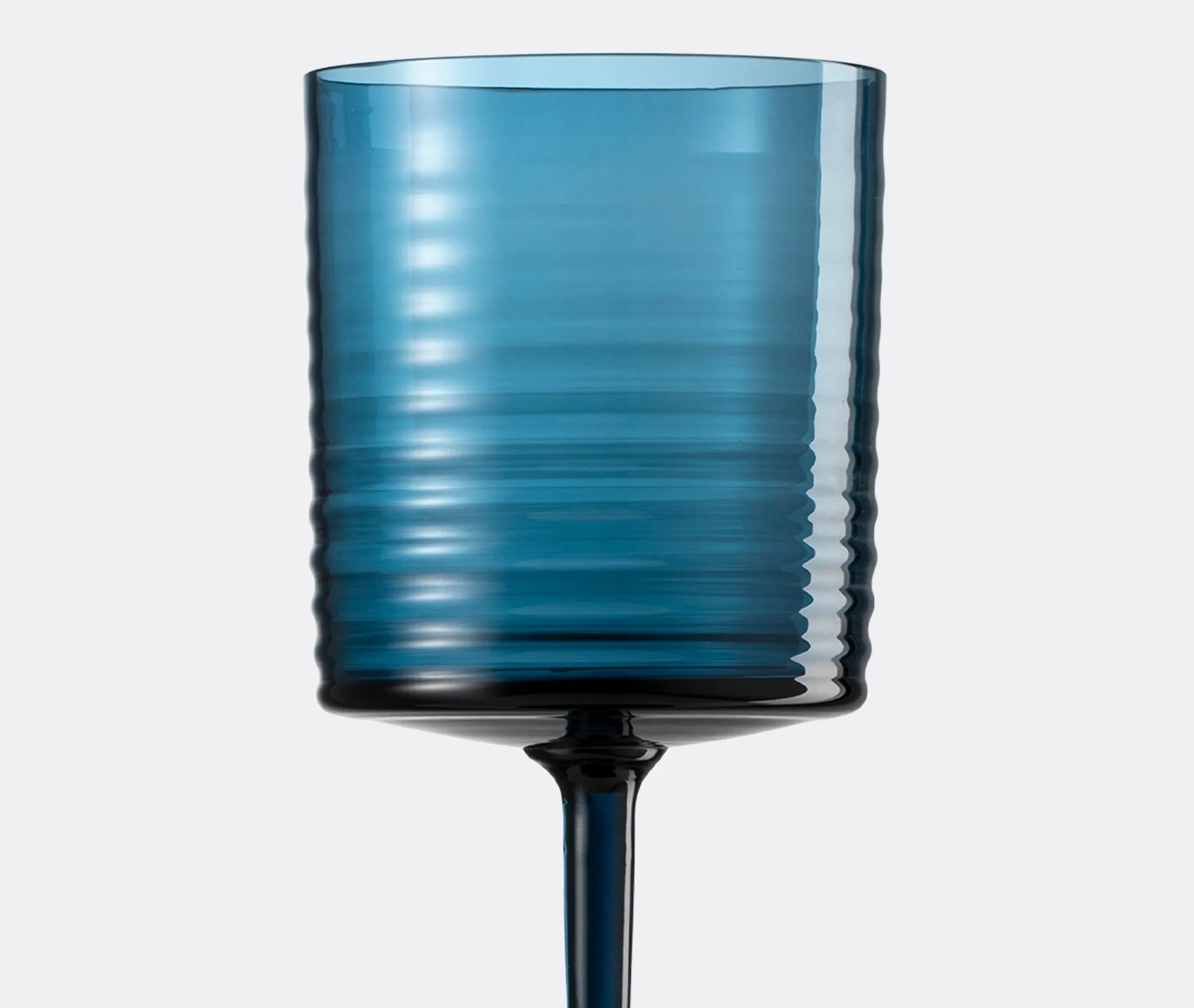 Striped Water Glass - Blue, Murano Glass