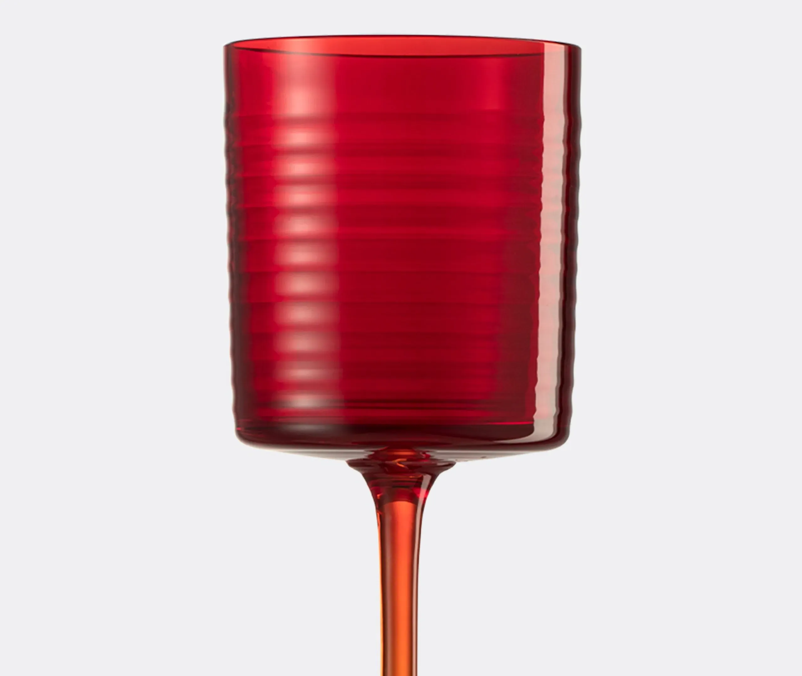 Striped Water Glass - Red, Murano Glass