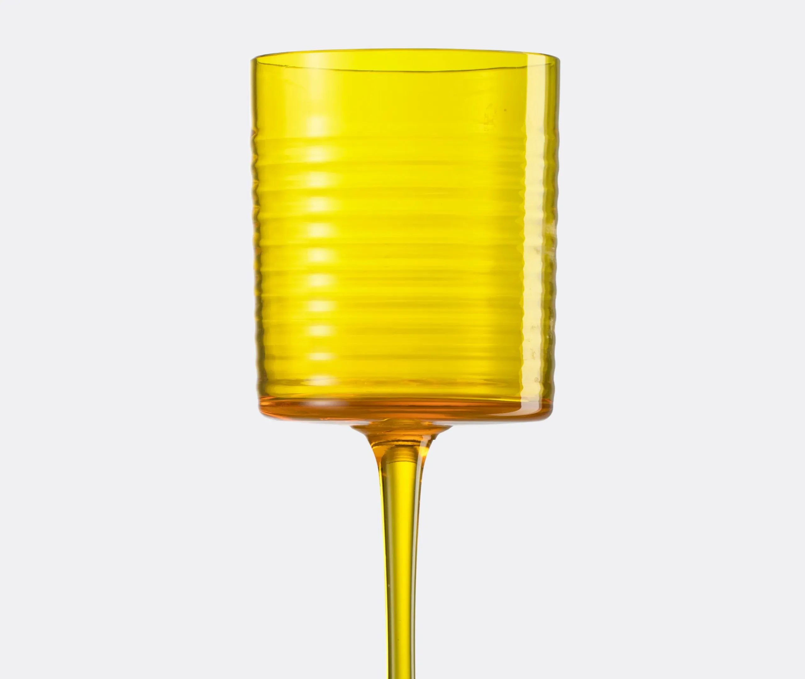 Striped Water Glass - Yellow, Murano Glass