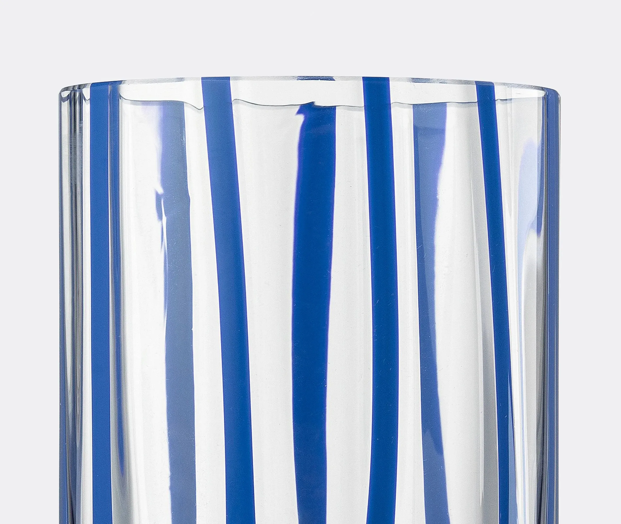 Tumbler Glass with Stripes - Blue, Murano Glass