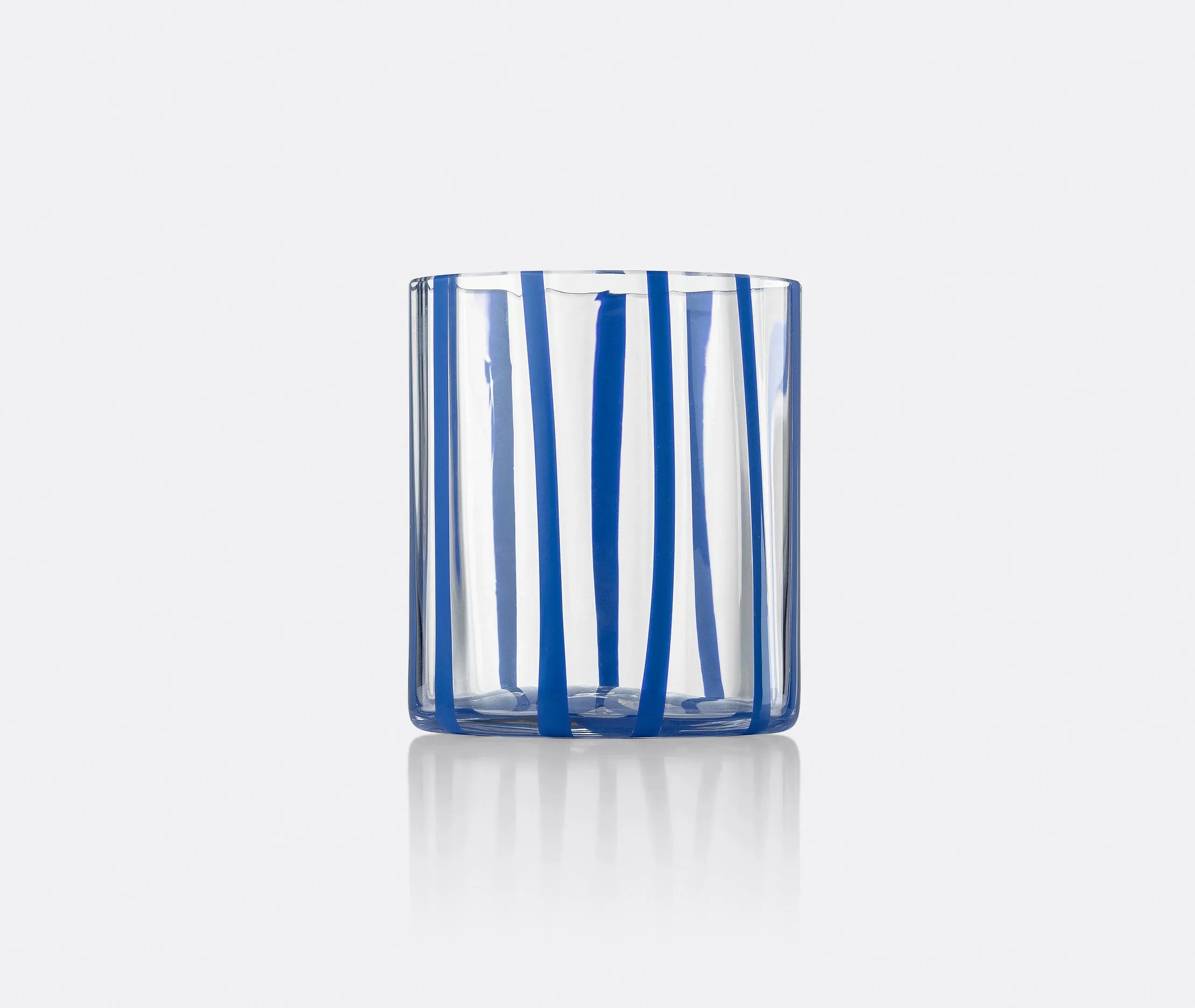 Tumbler Glass with Stripes - Blue, Murano Glass image