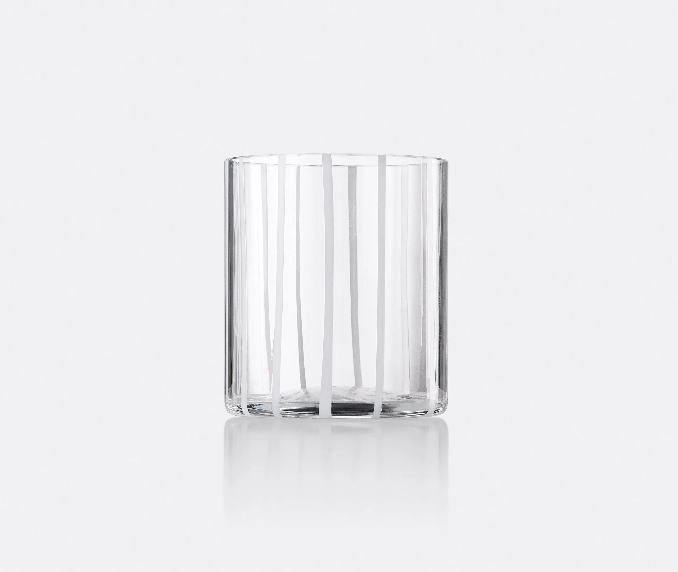 Tumbler Glass with Stripes - White, Murano Glass