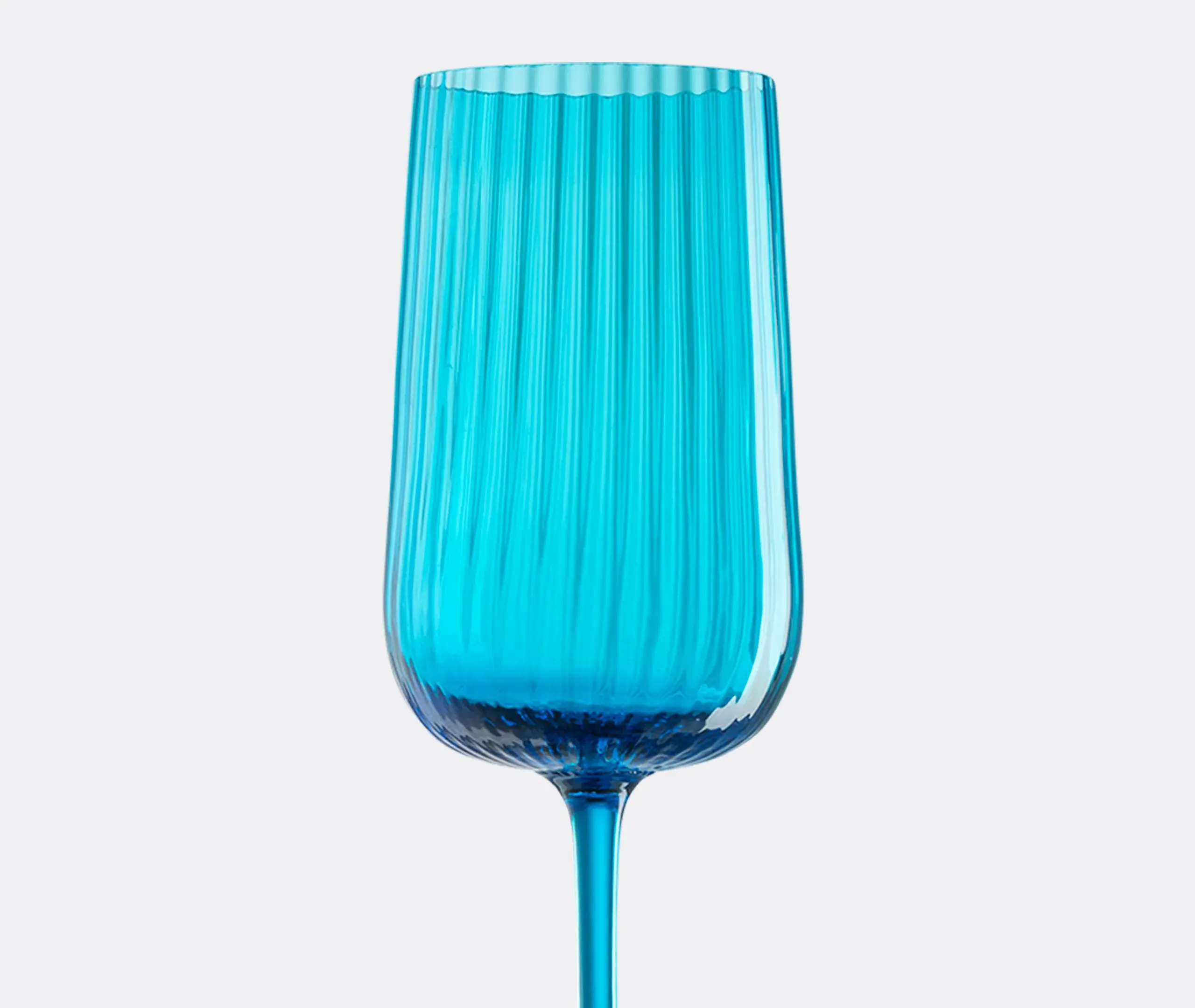 White Wine Glass with Ridged Texture - Aquamarine