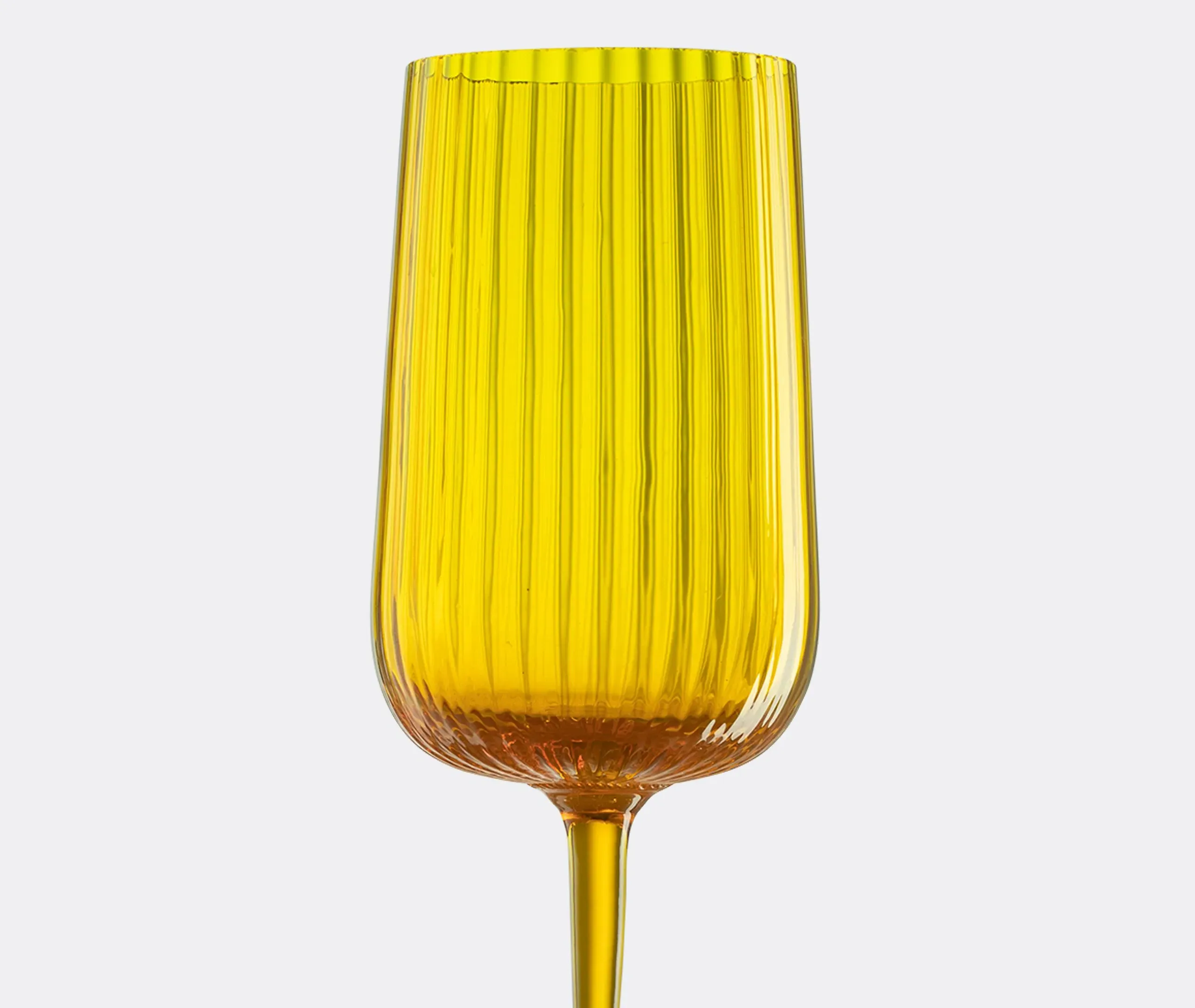 White Wine Glass with Ridged Texture - Yellow