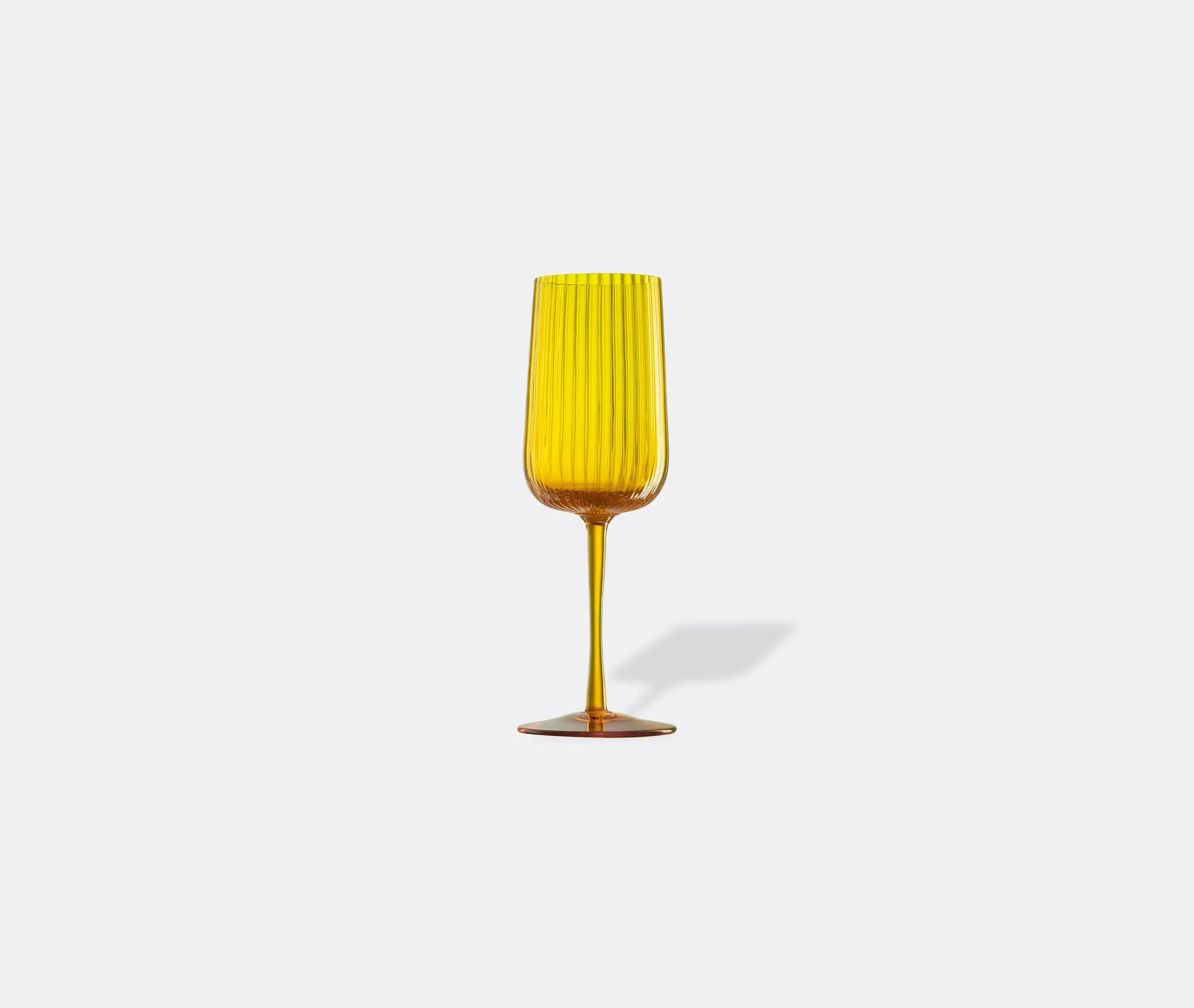 White Wine Glass with Ridged Texture - Yellow image