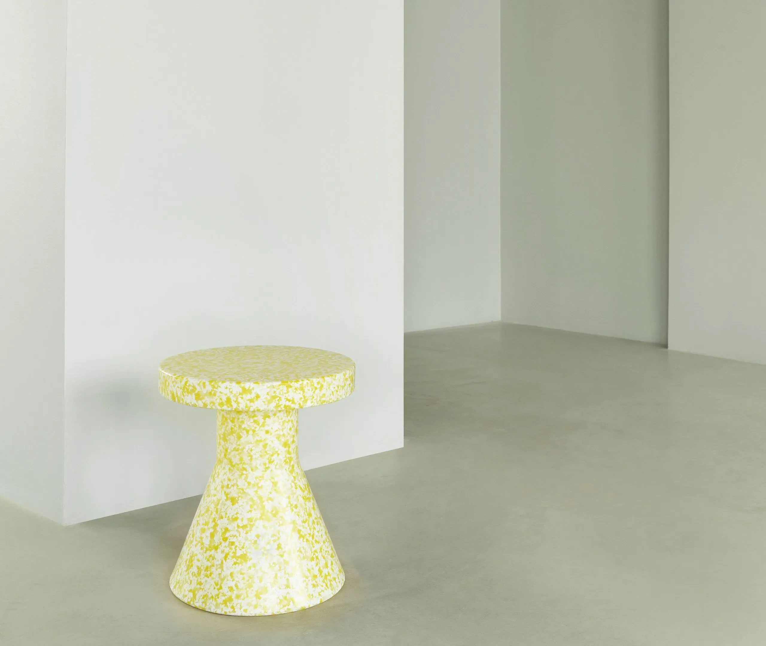 Cone Stool with Pixelated Surface - Yellow, Plastic
