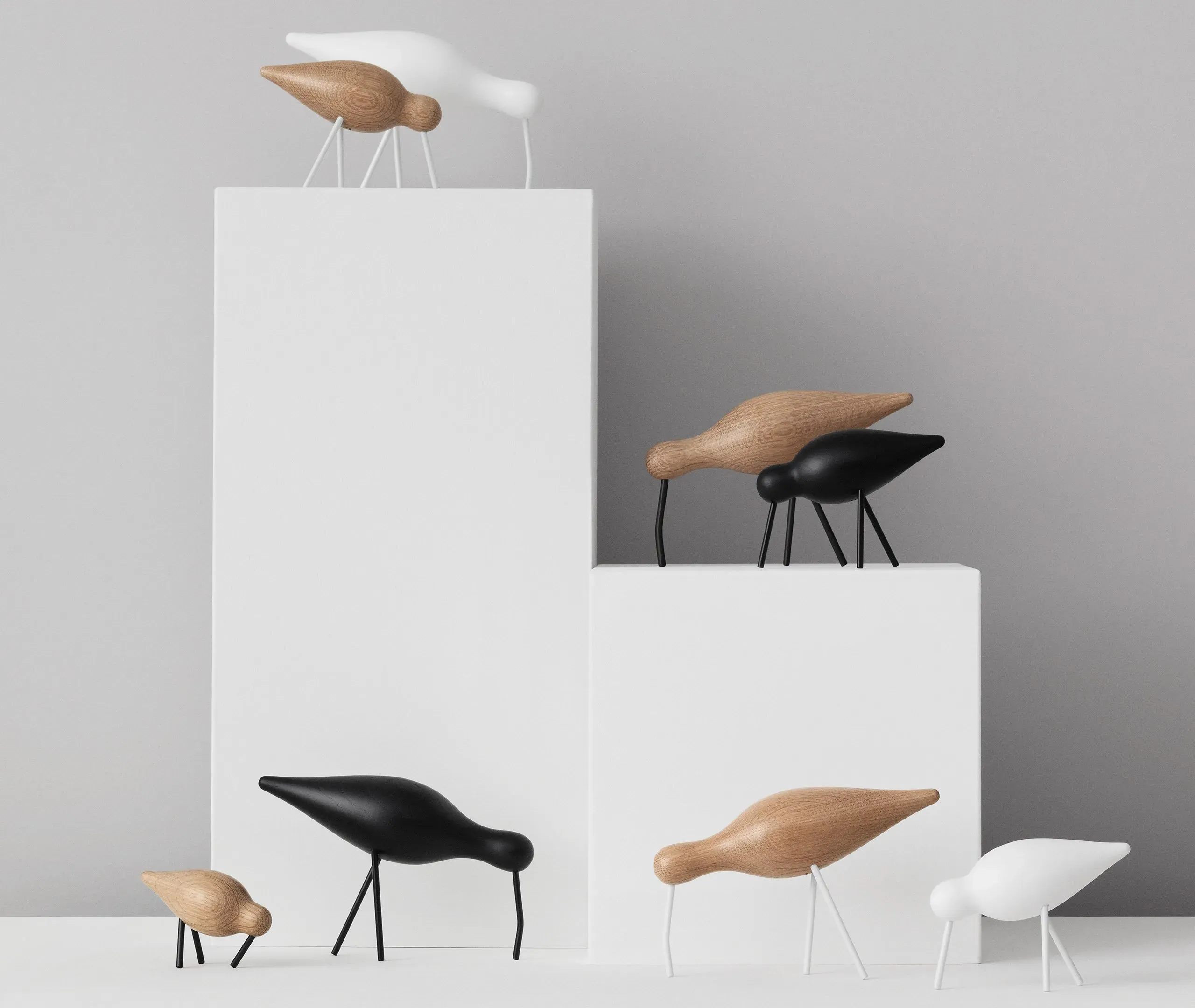 Large Decorative Bird Sculpture - Beige, Oak