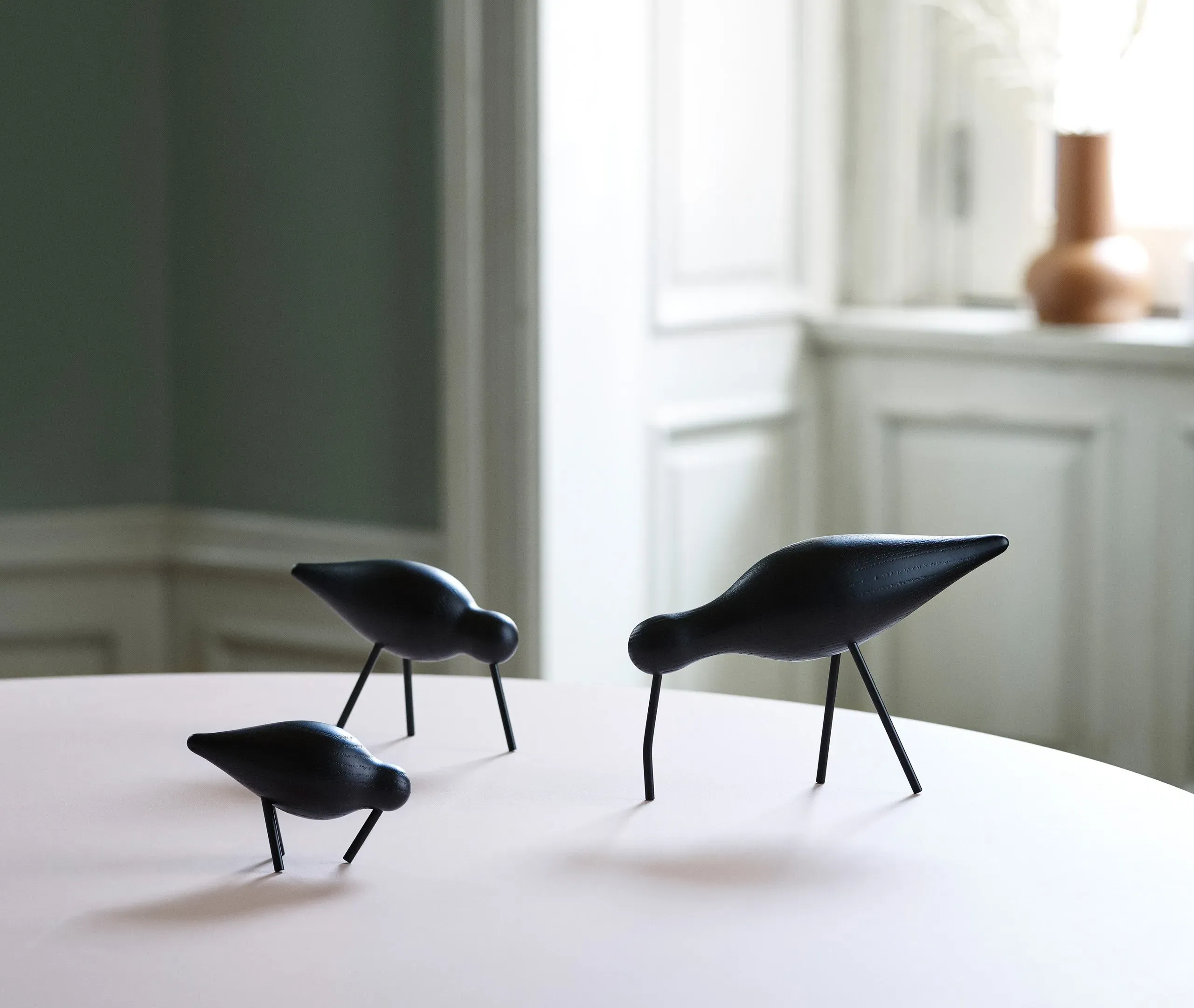 Shorebird Large Decorative Bird - Black, Oak