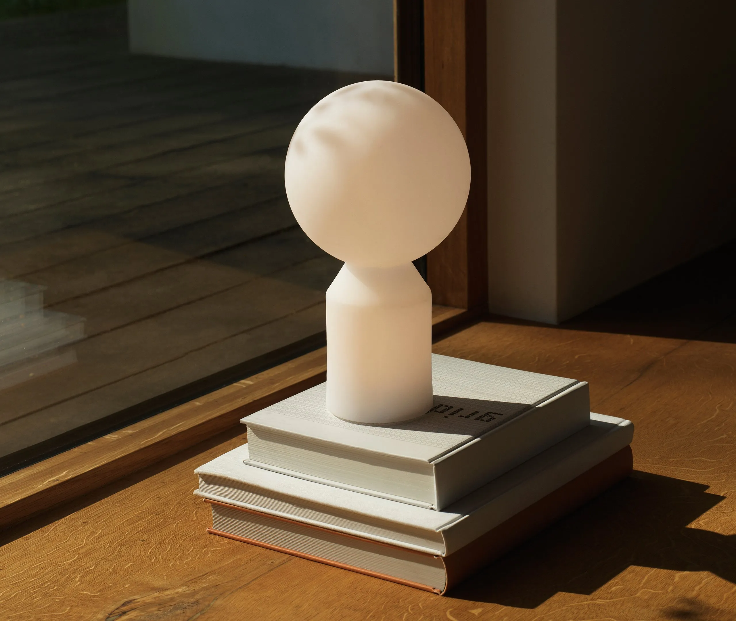 Small Table Lamp with Battery Power - White