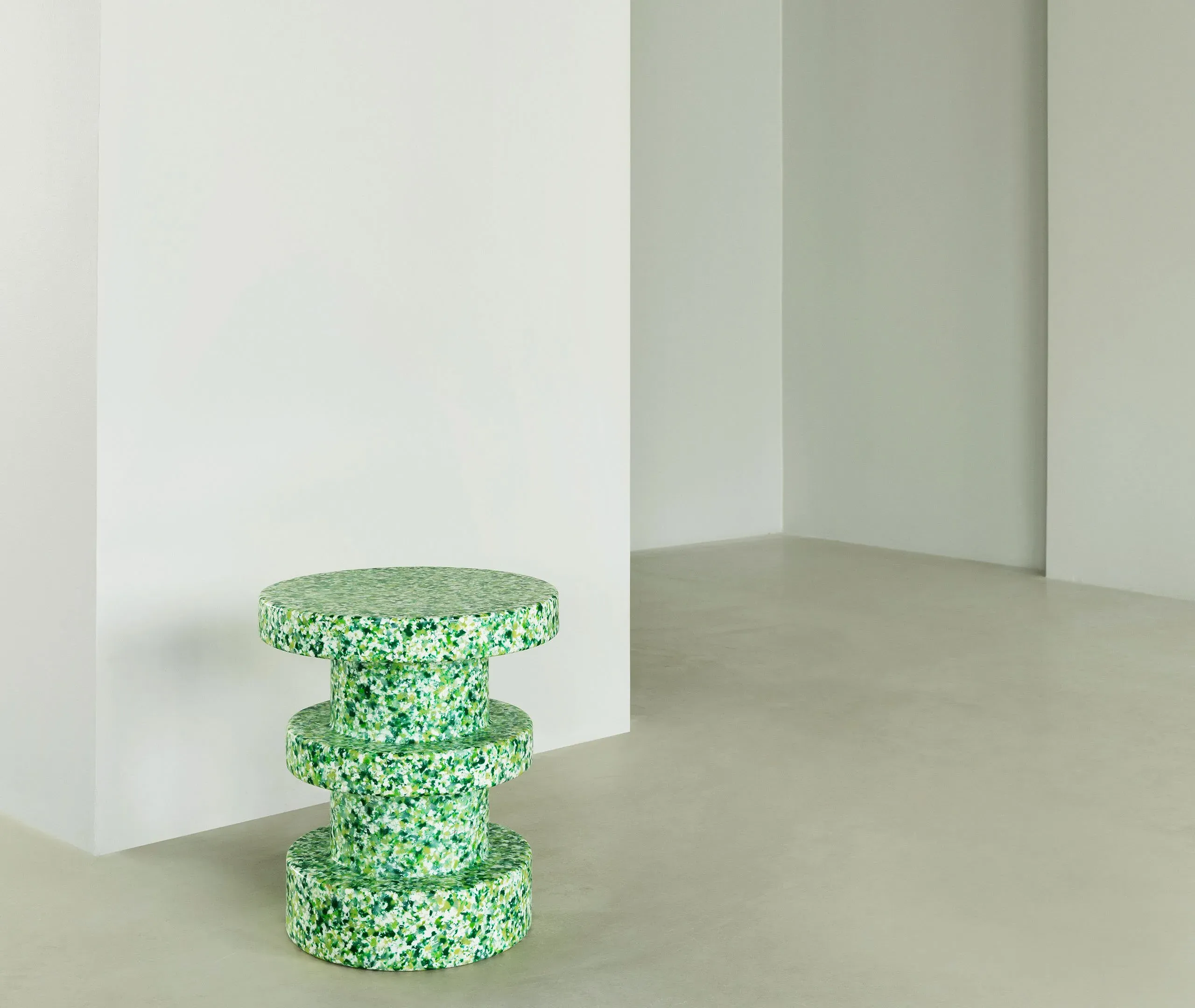 Stackable Stool with Pixelated Surface - Green
