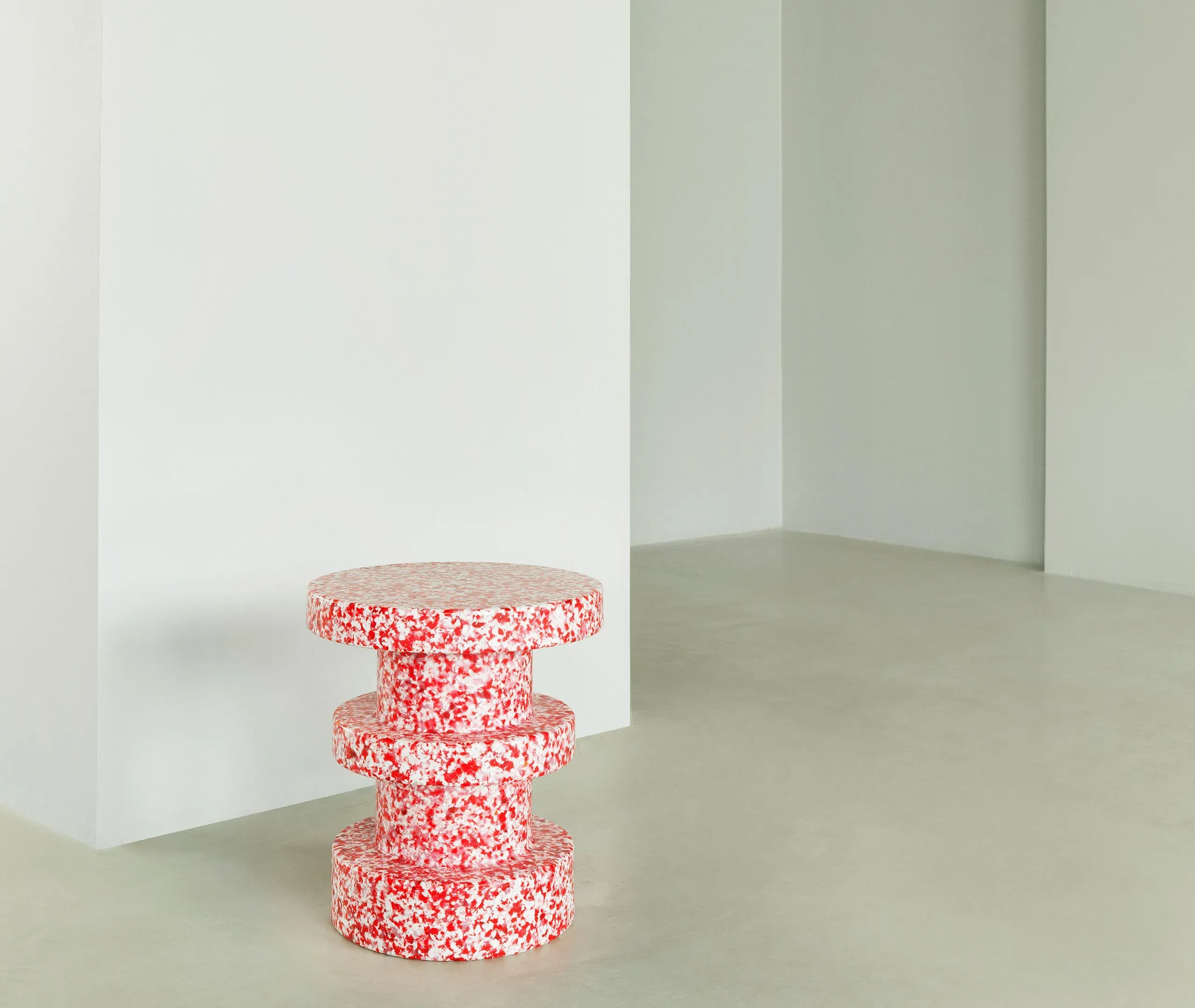 Stackable Stool with Pixelated Surface - Red