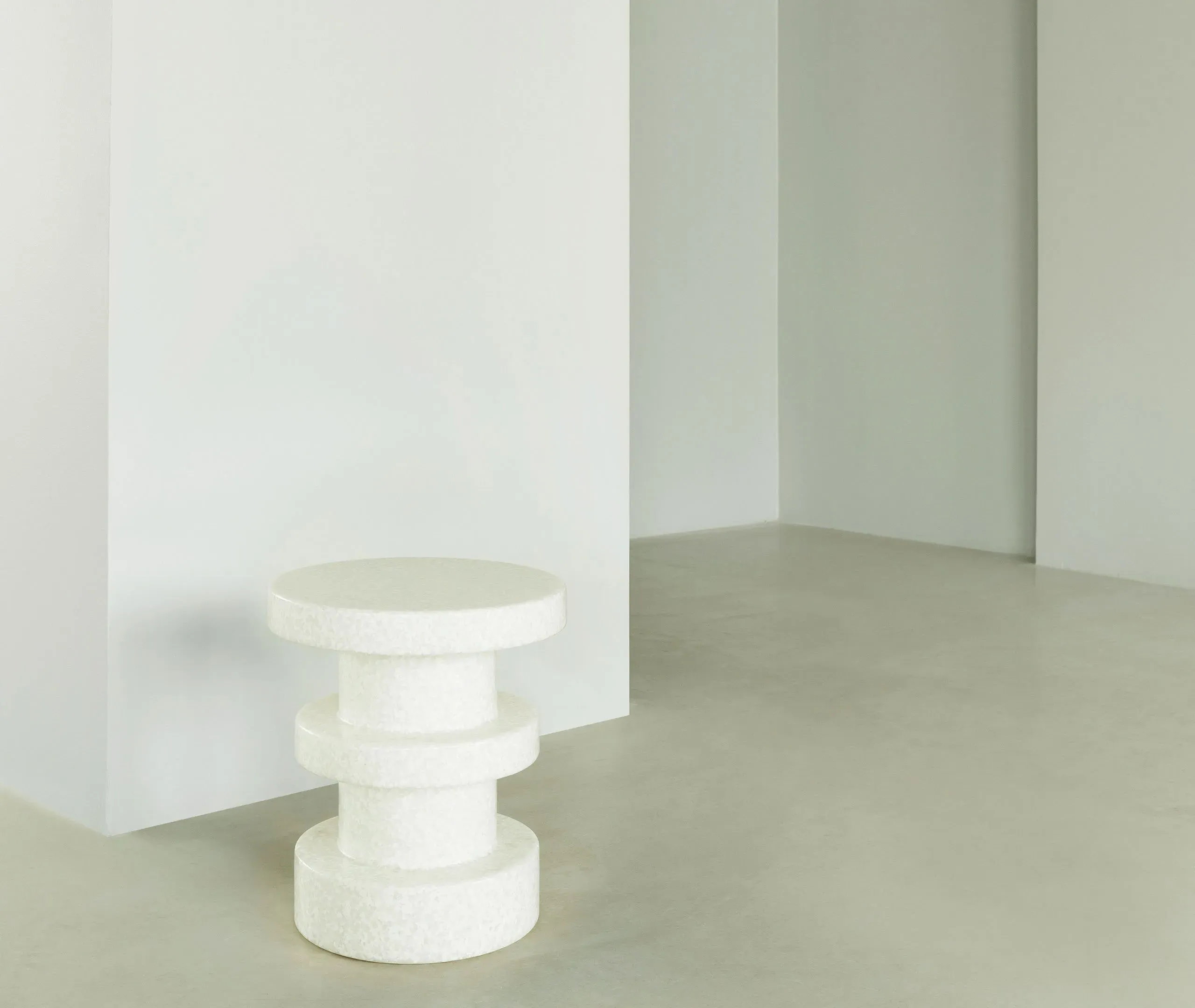 Stackable Stool with Pixelated Surface - White