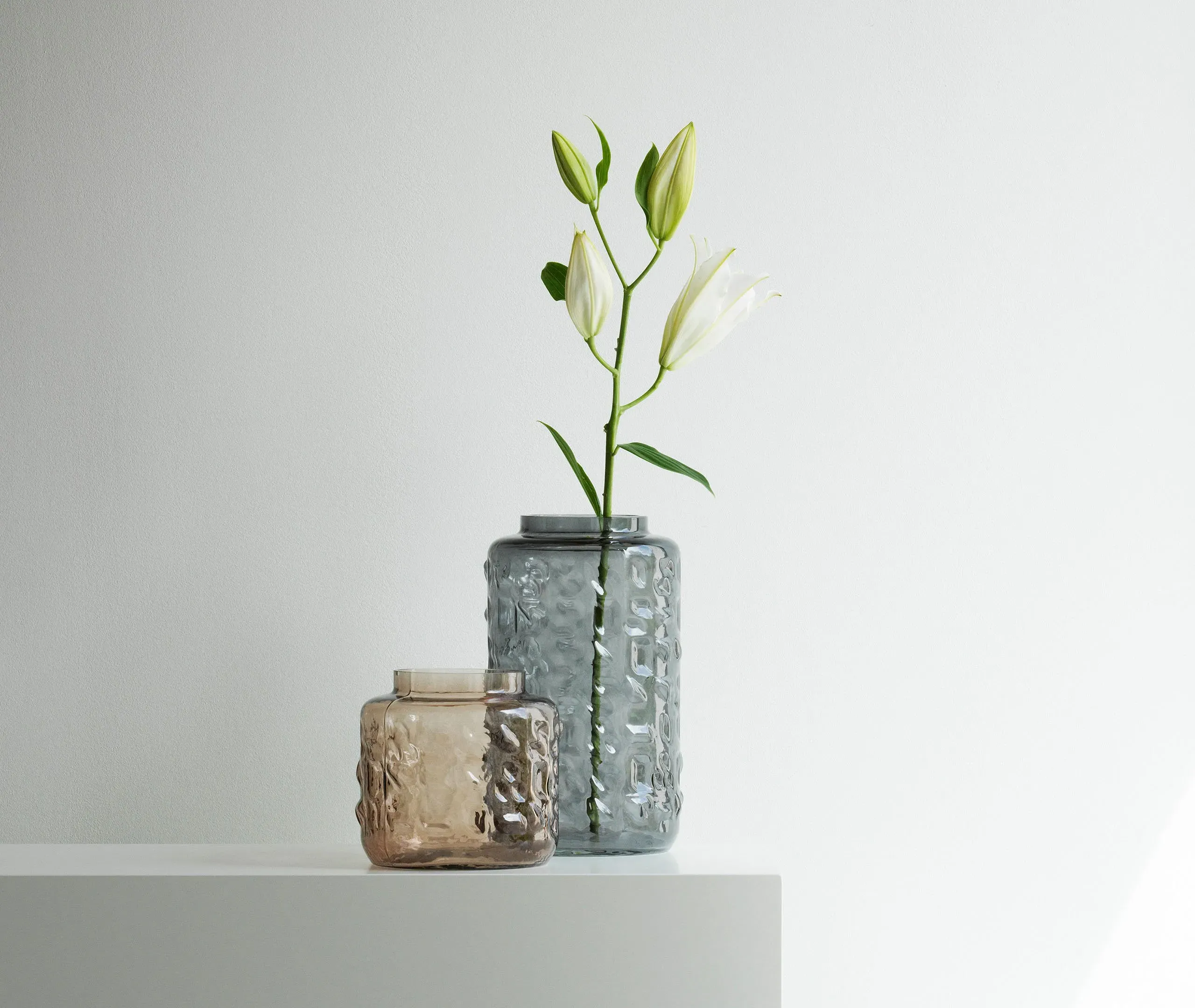 Tall Vase - Grey, Mouth Blown Glass