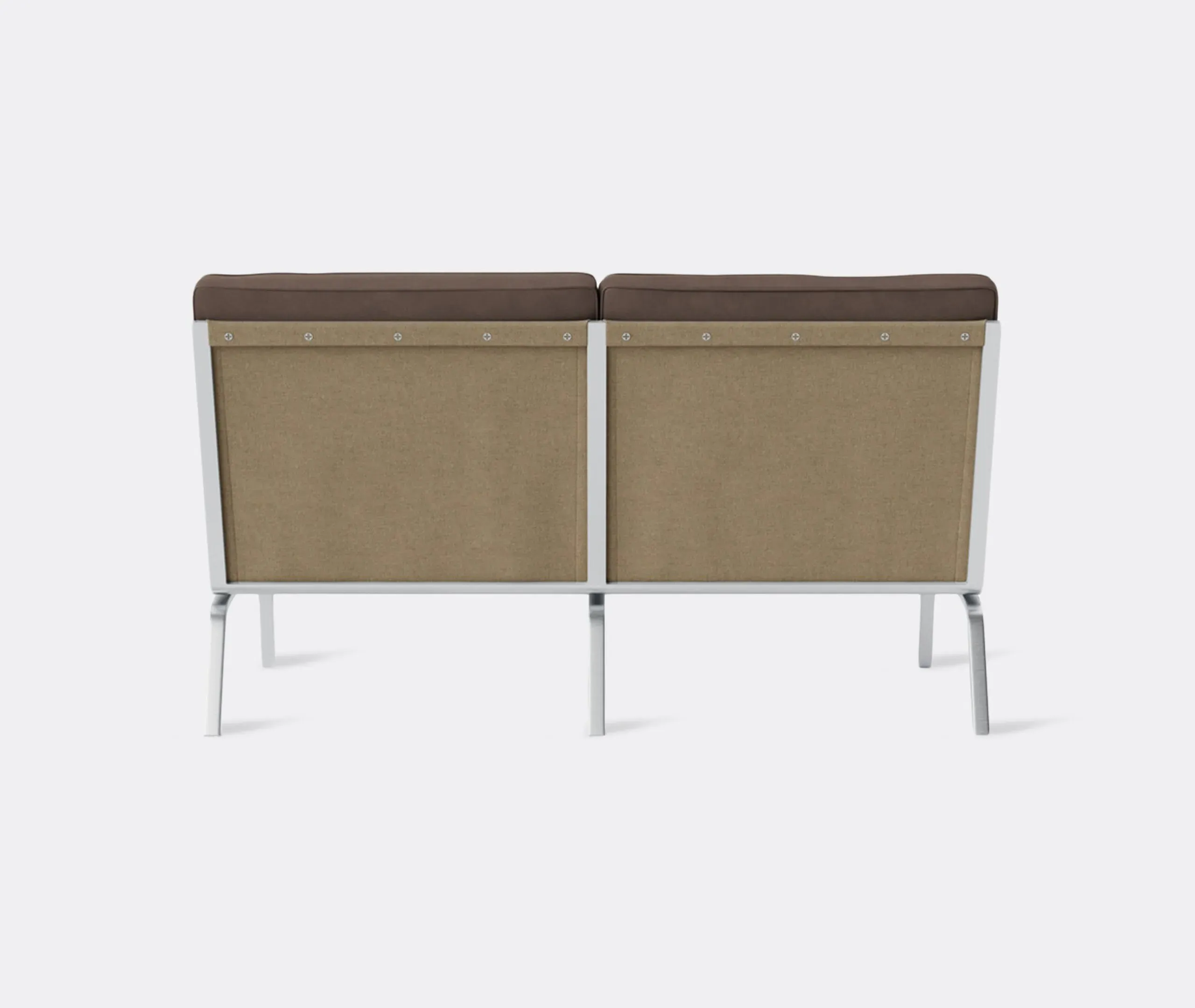 2-Seater Sofa with Steel Frame - Brown, Leather