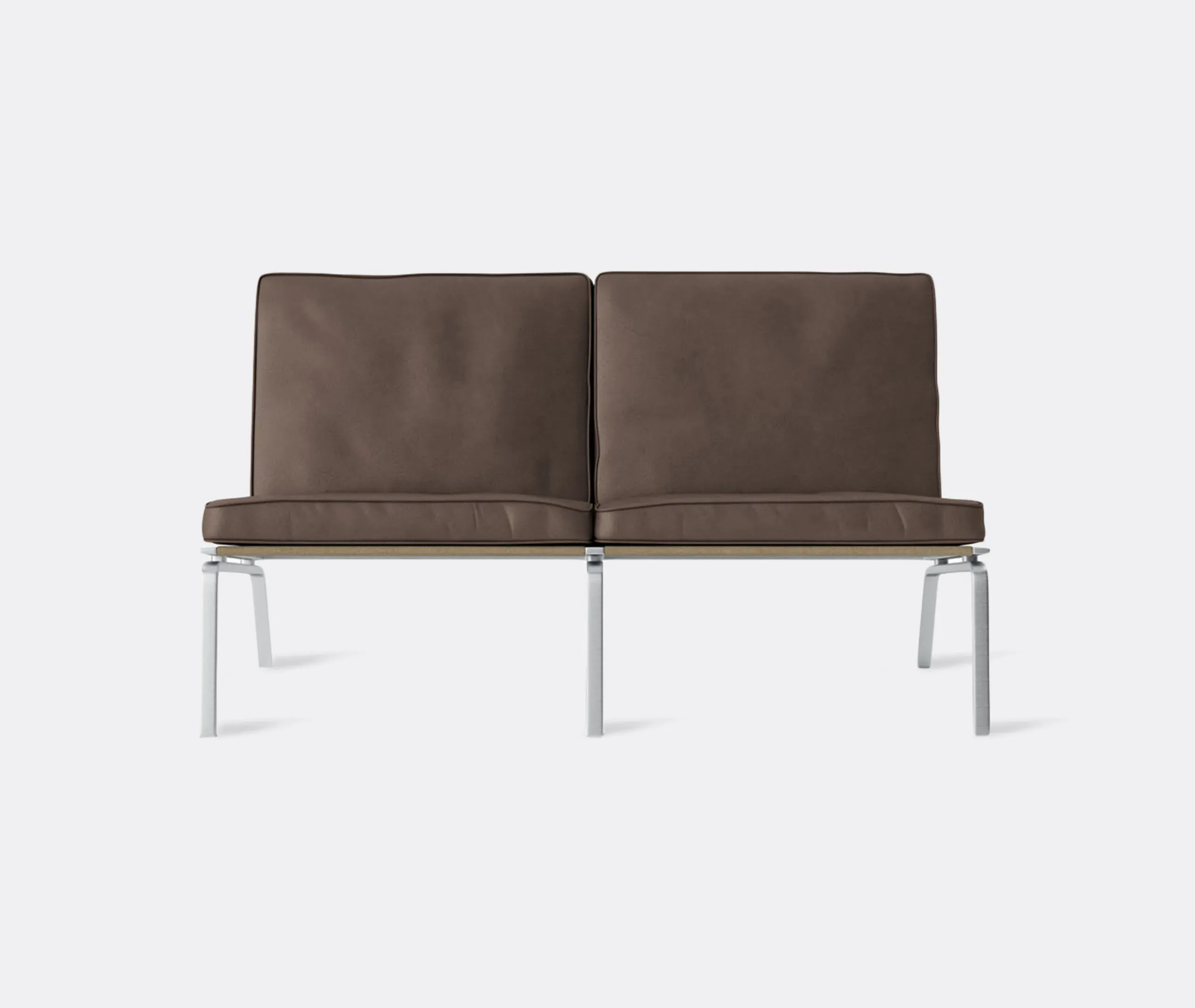 2-Seater Sofa with Steel Frame - Brown, Leather image