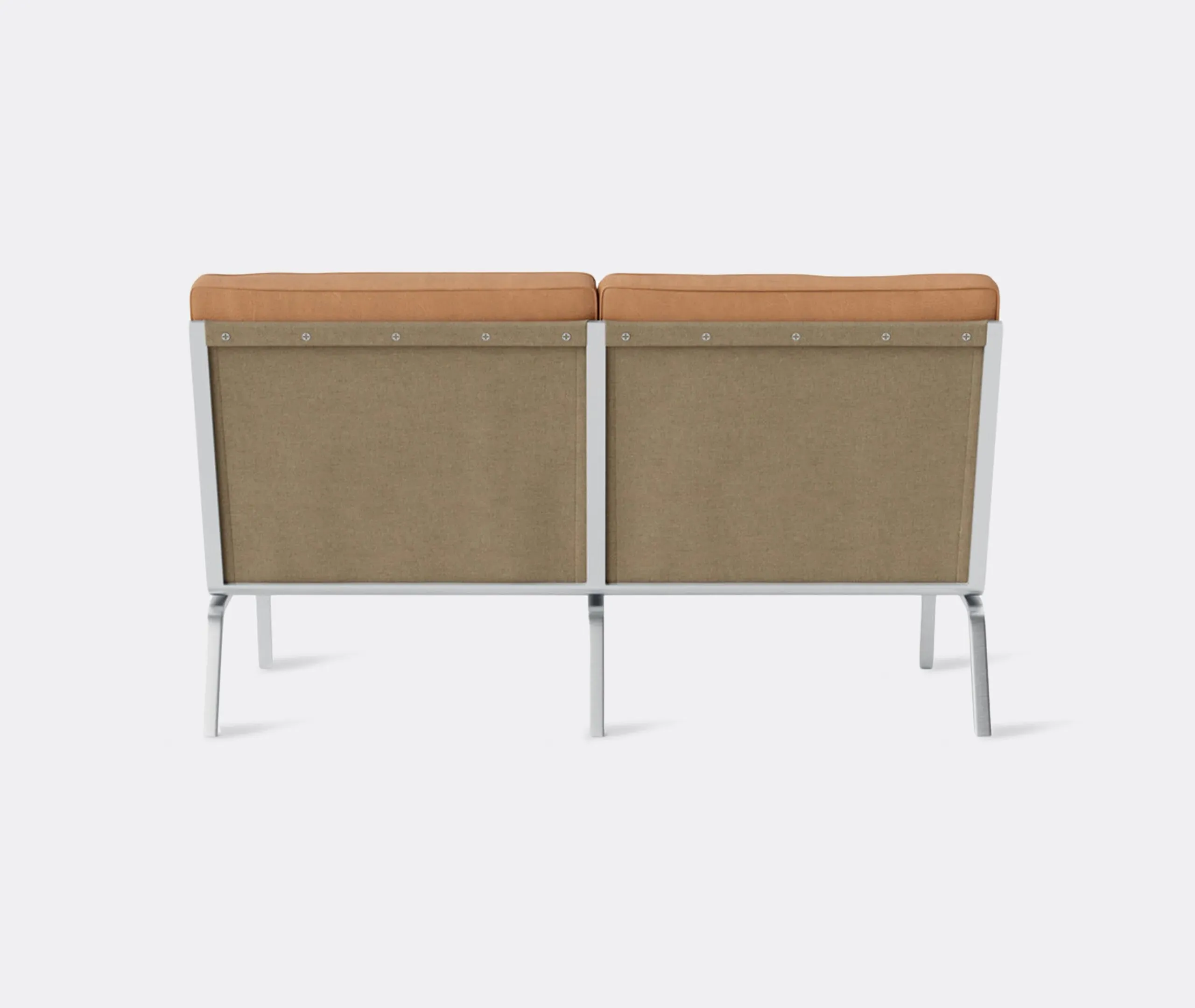 2-Seater Sofa with Steel Frame - Camel, Leather
