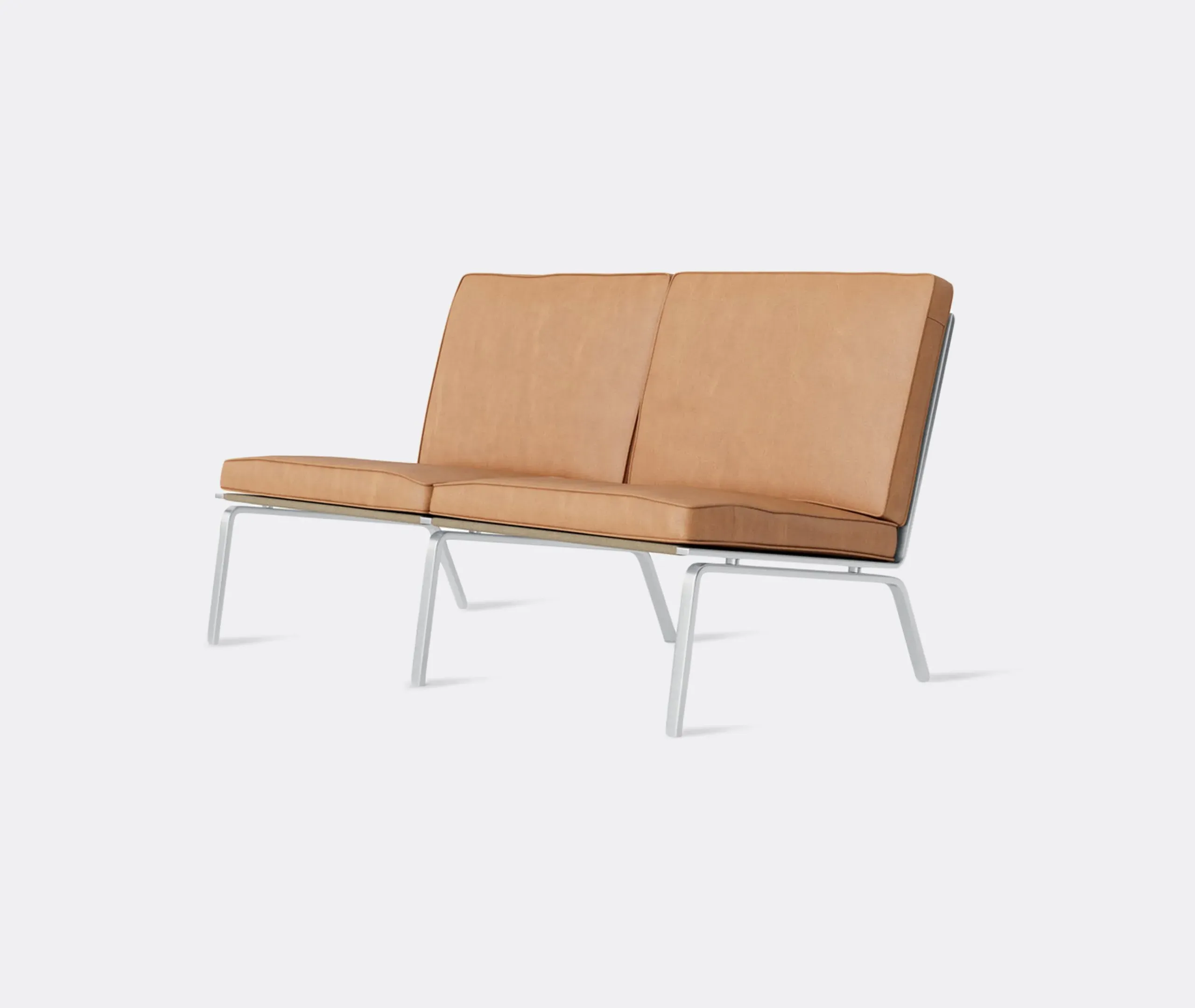 2-Seater Sofa with Steel Frame - Camel, Leather