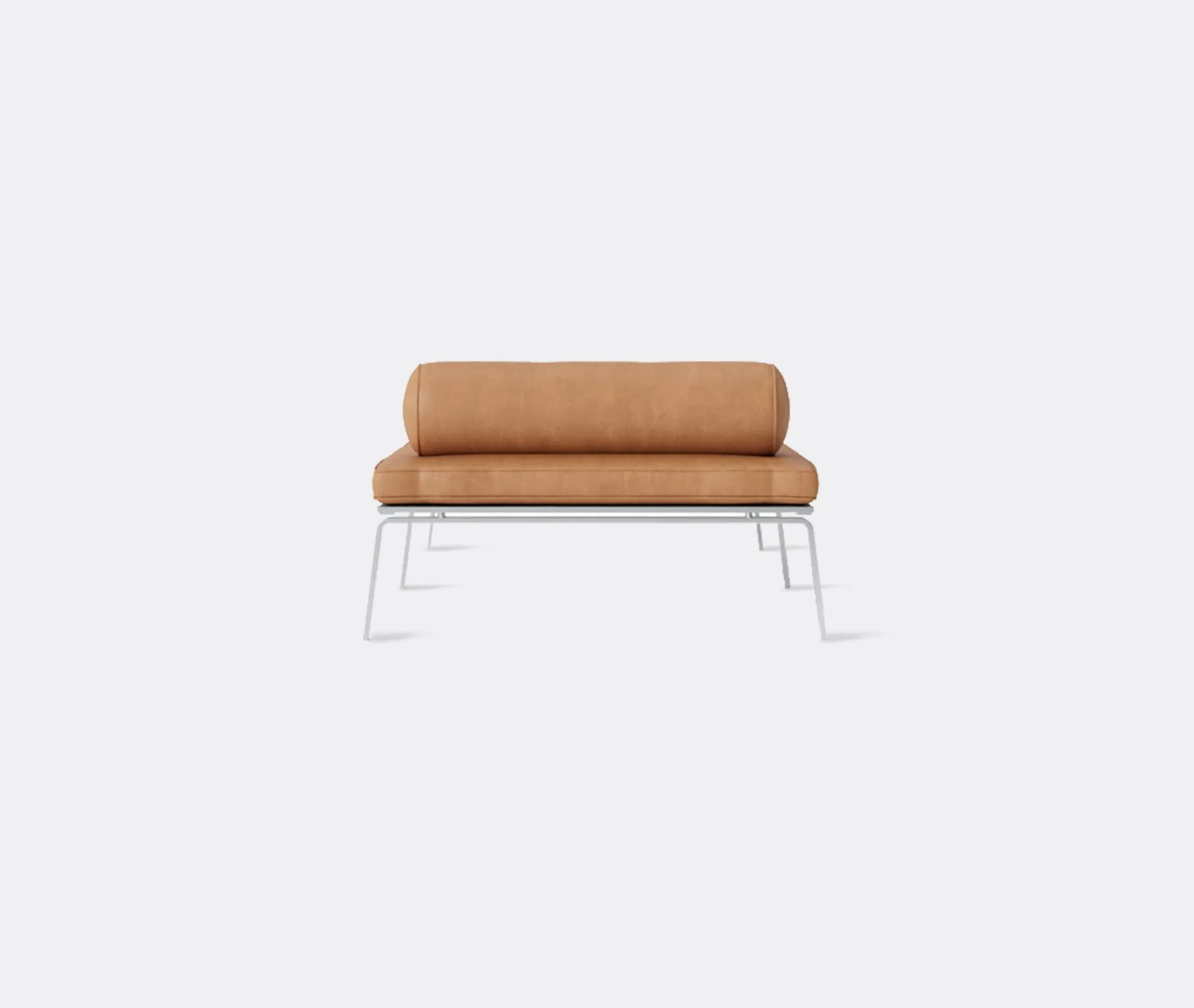Daybed with Steel Frame - Light Brown, Leather