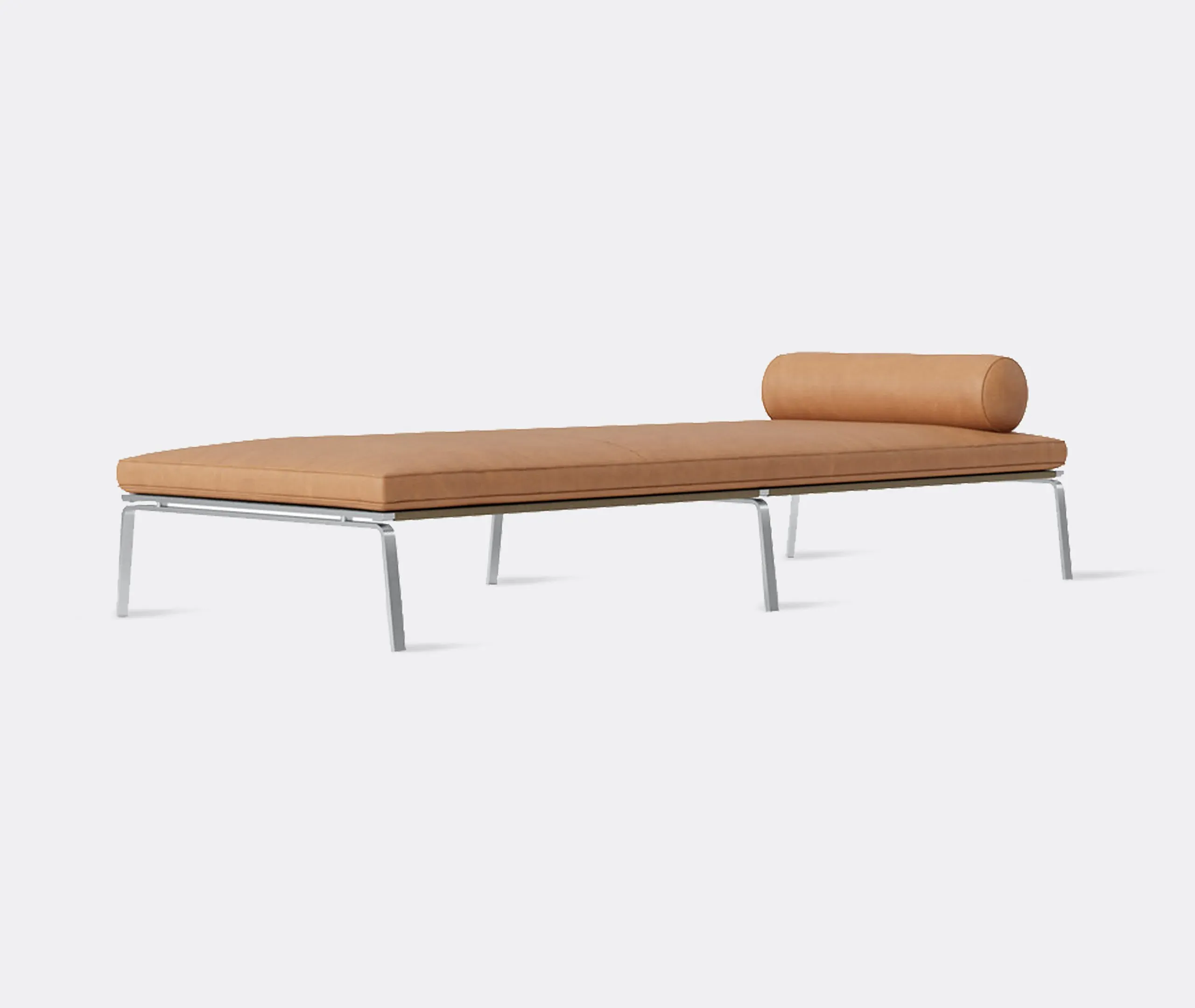 Daybed with Steel Frame - Light Brown, Leather