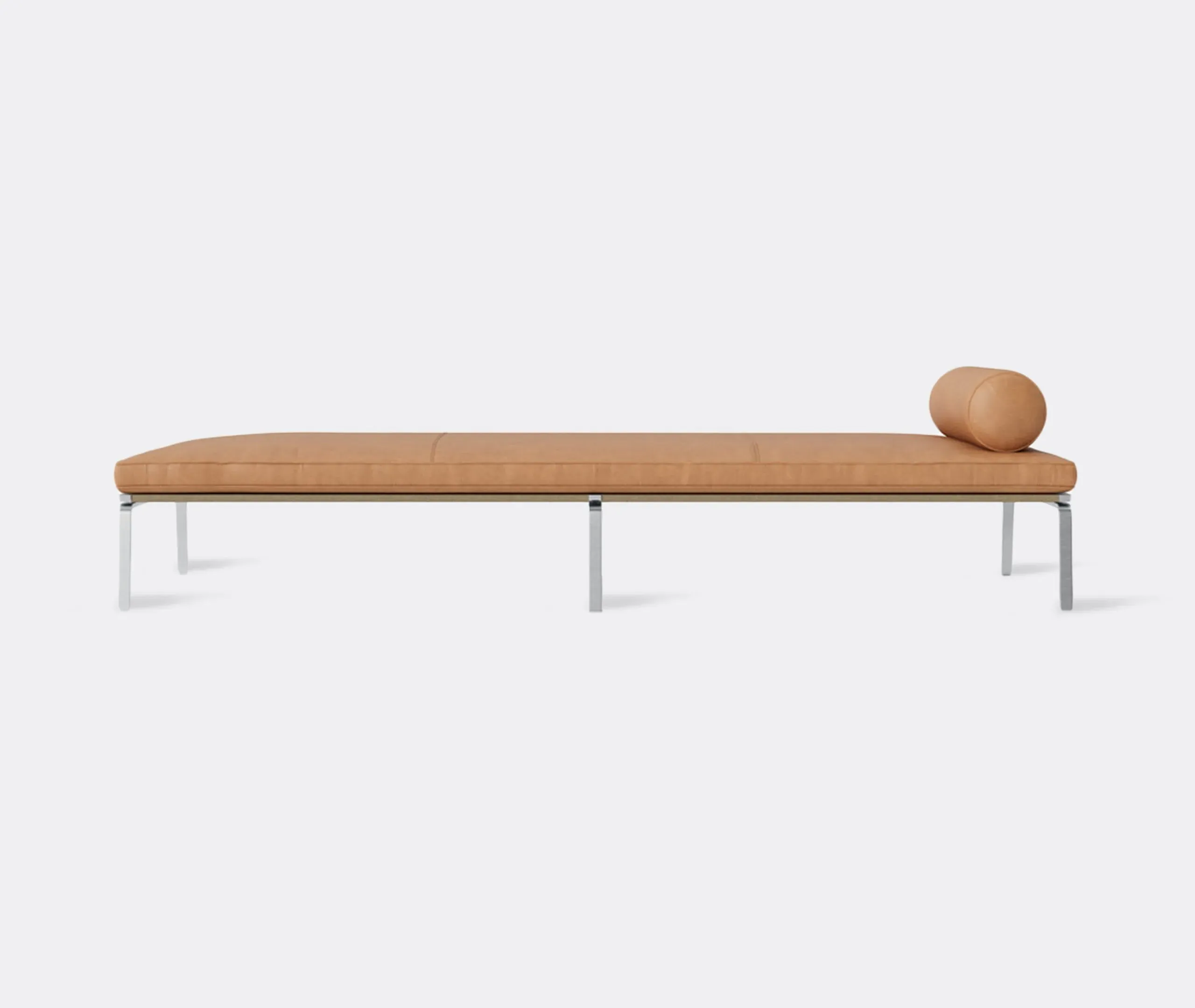 Daybed with Steel Frame - Light Brown, Leather