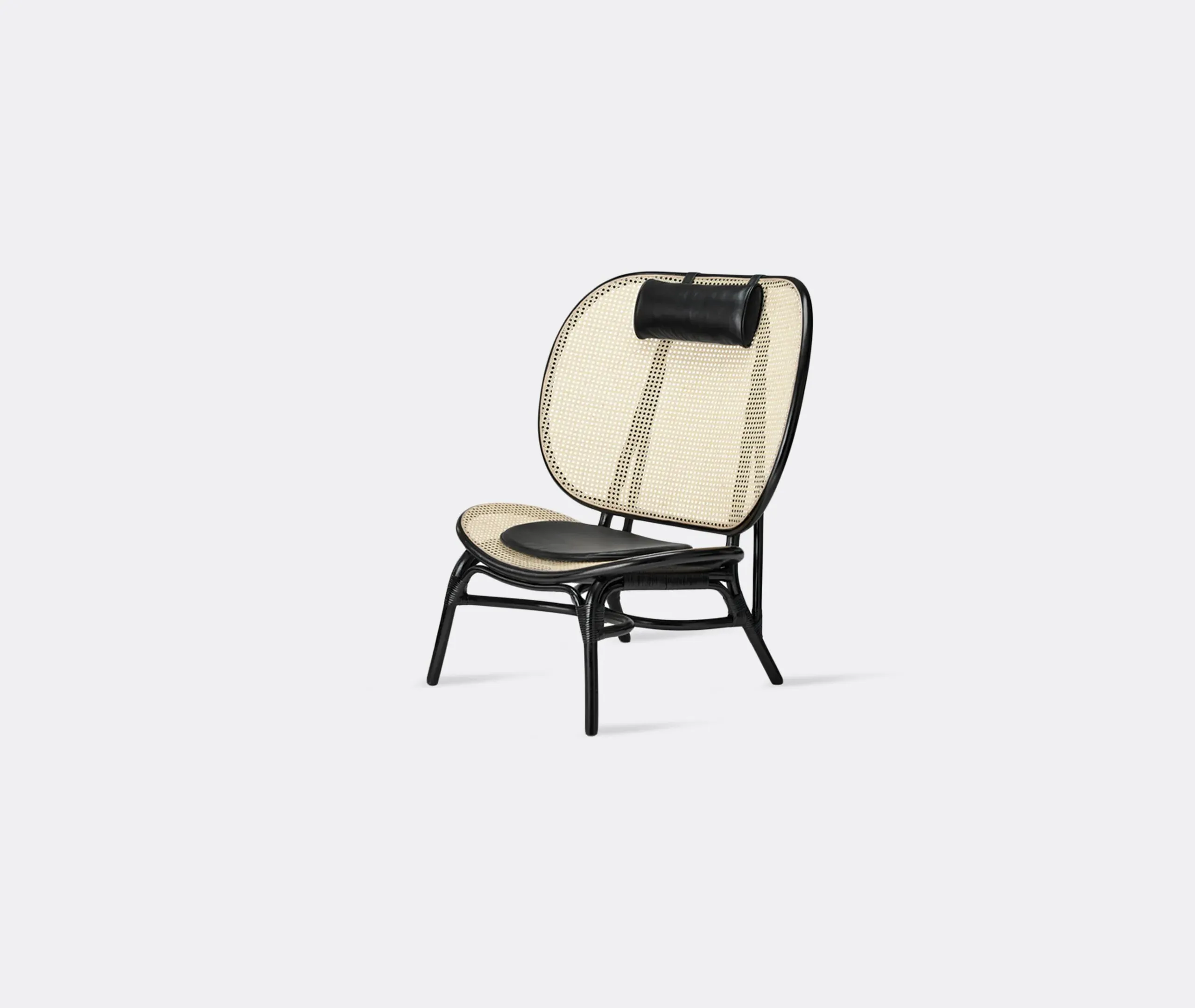 Lounge Chair with Rattan Inlay - Black, Bamboo