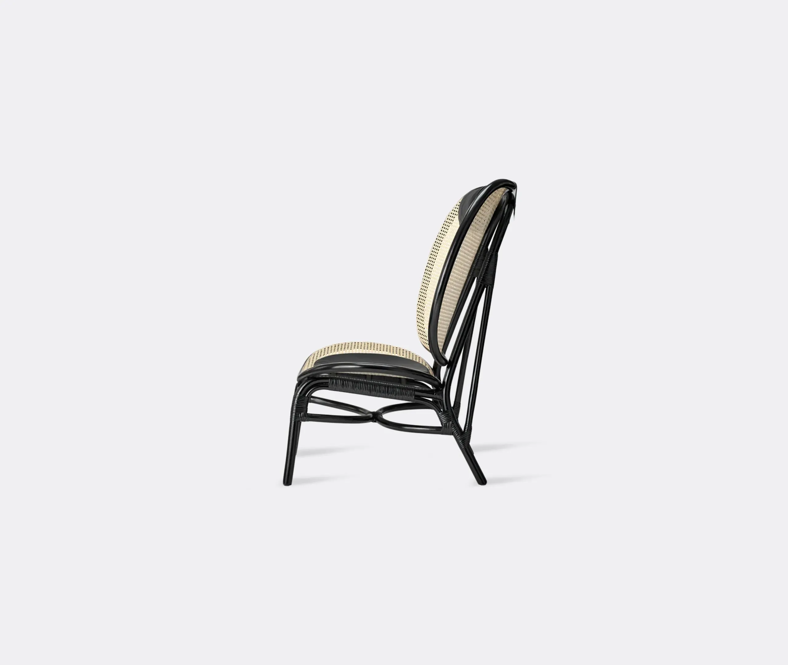 Lounge Chair with Rattan Inlay - Black, Bamboo