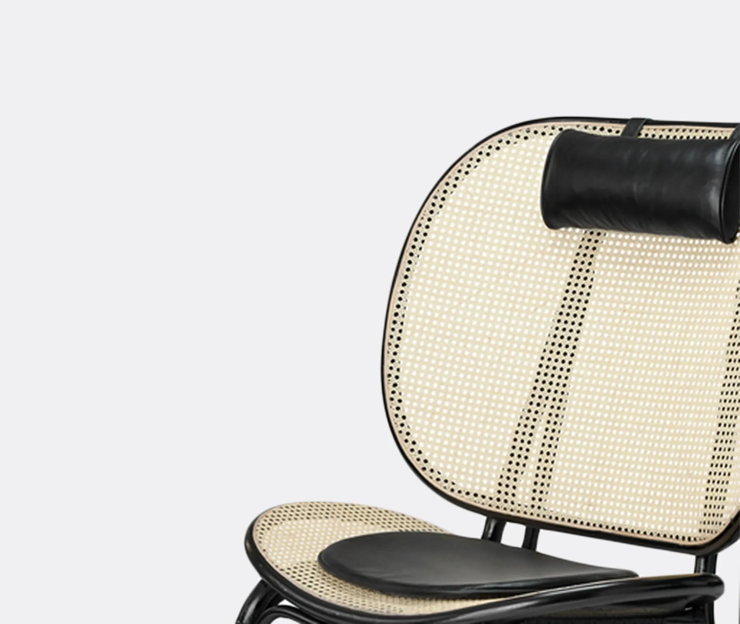 Lounge Chair with Rattan Inlay - Black, Bamboo