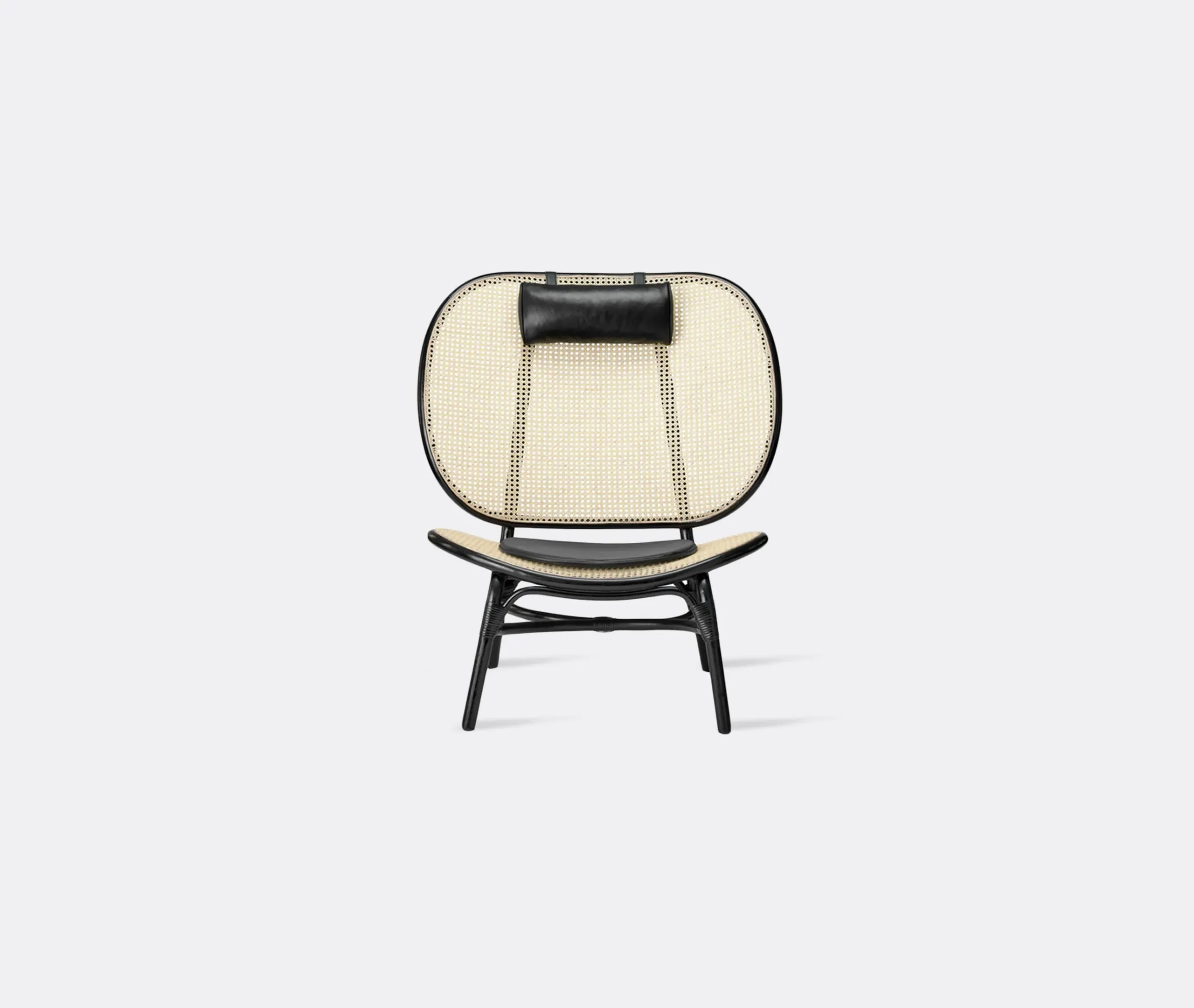 Lounge Chair with Rattan Inlay - Black, Bamboo image