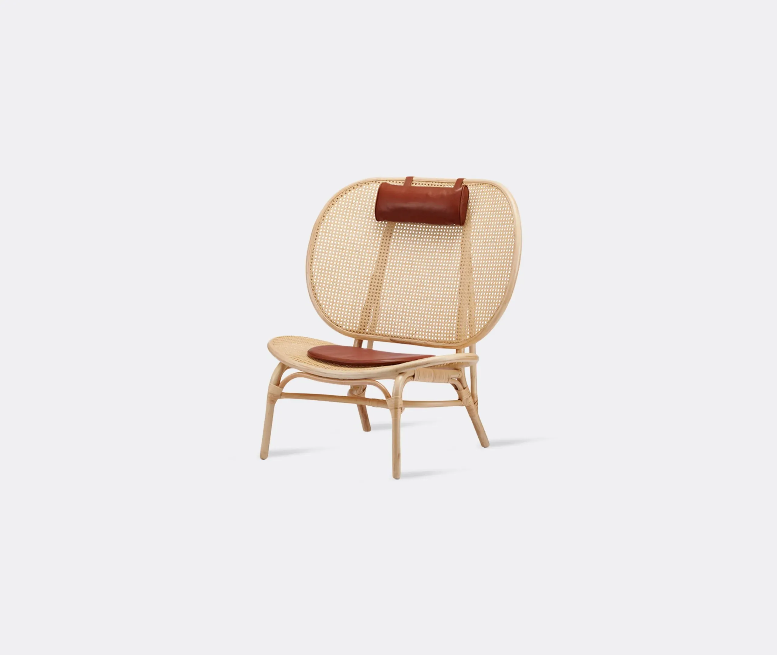 Lounge Chair with Rattan Inlay - Cognac, Bamboo