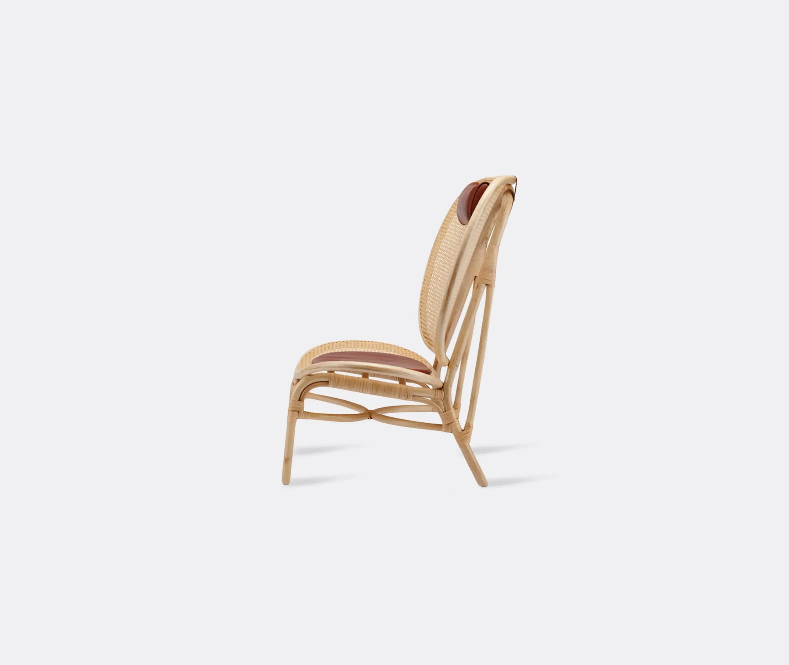 Lounge Chair with Rattan Inlay - Cognac, Bamboo