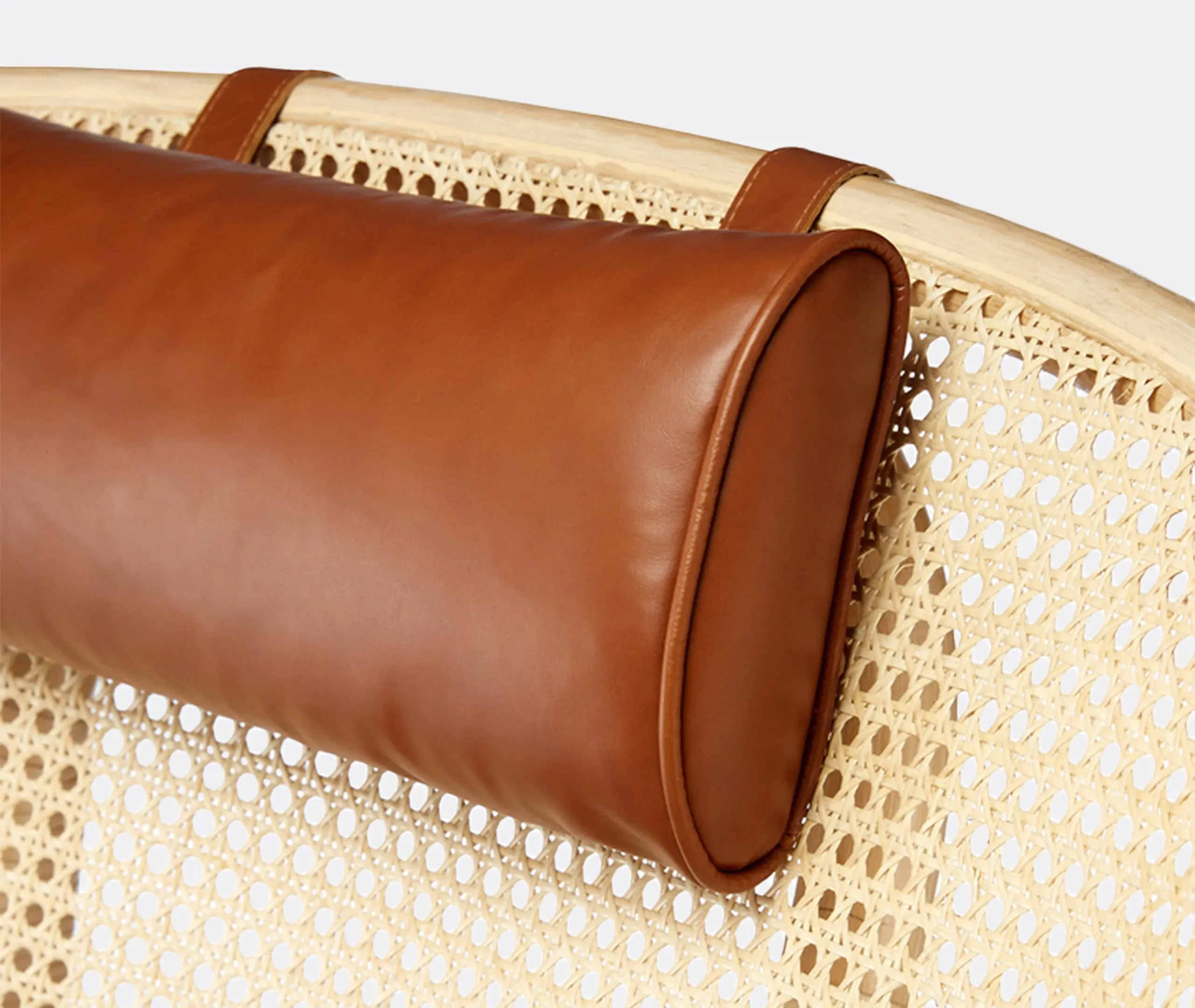 Lounge Chair with Rattan Inlay - Cognac, Bamboo