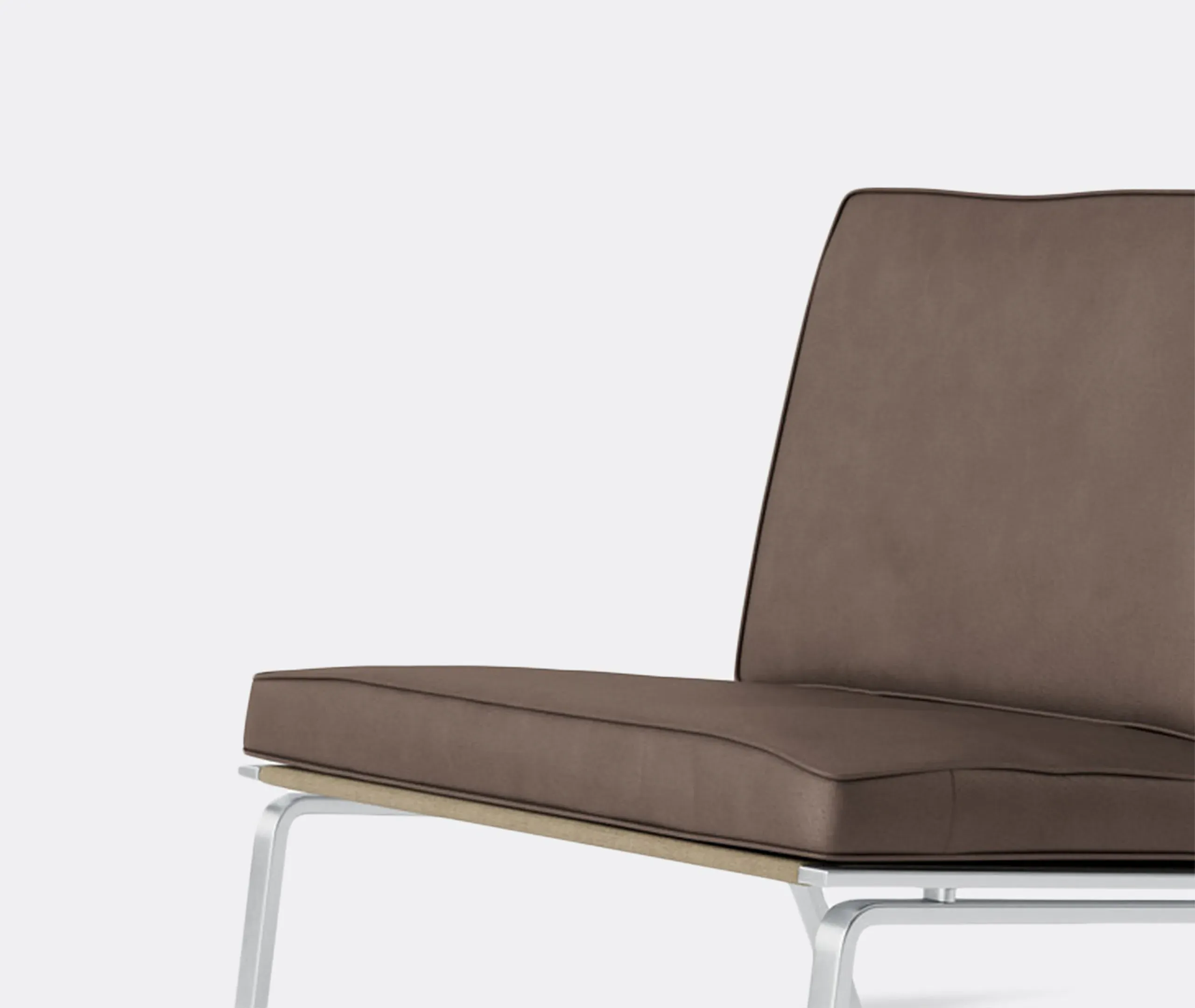 Lounge Chair with Steel Frame - Brown, Leather