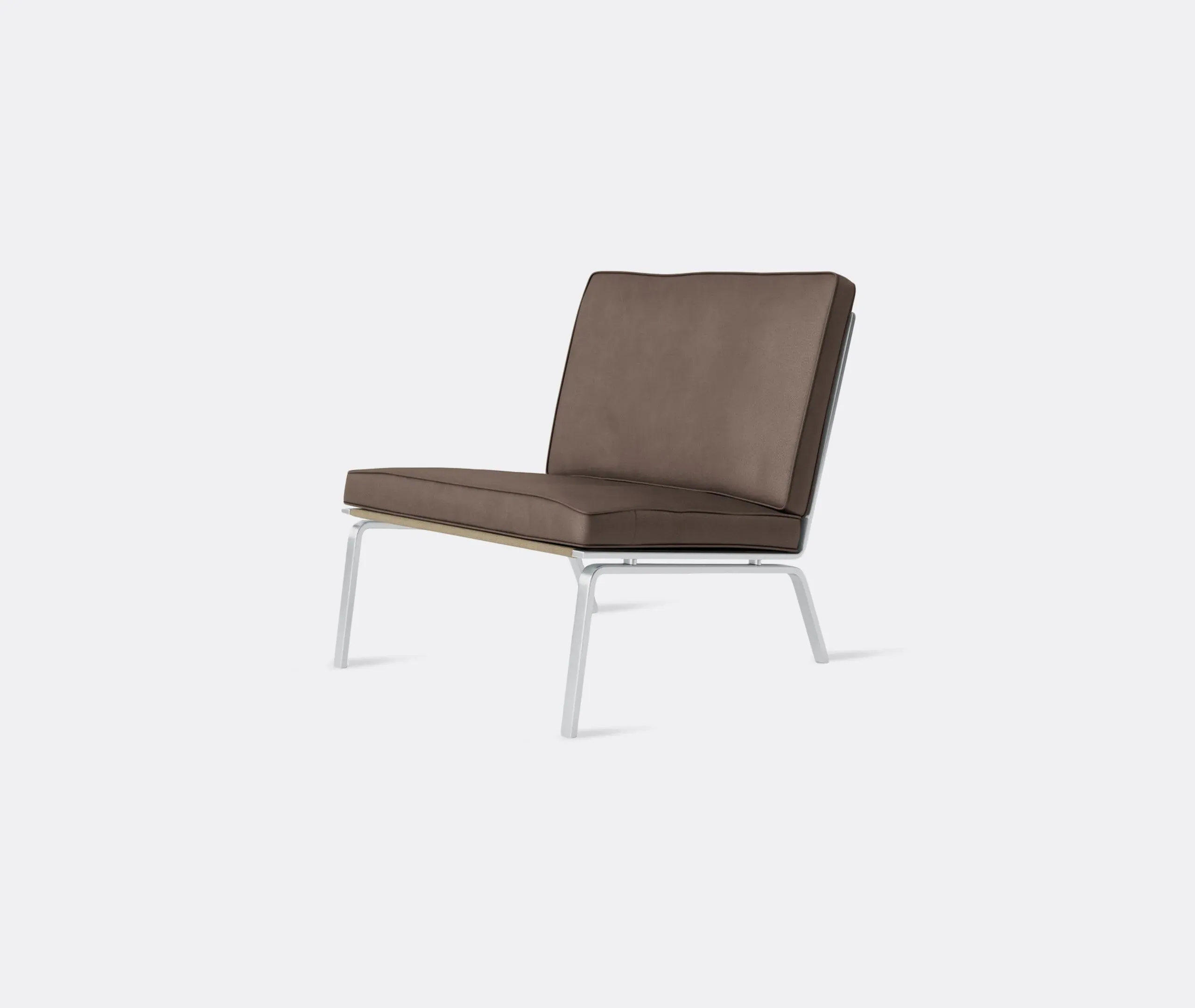 Lounge Chair with Steel Frame - Brown, Leather