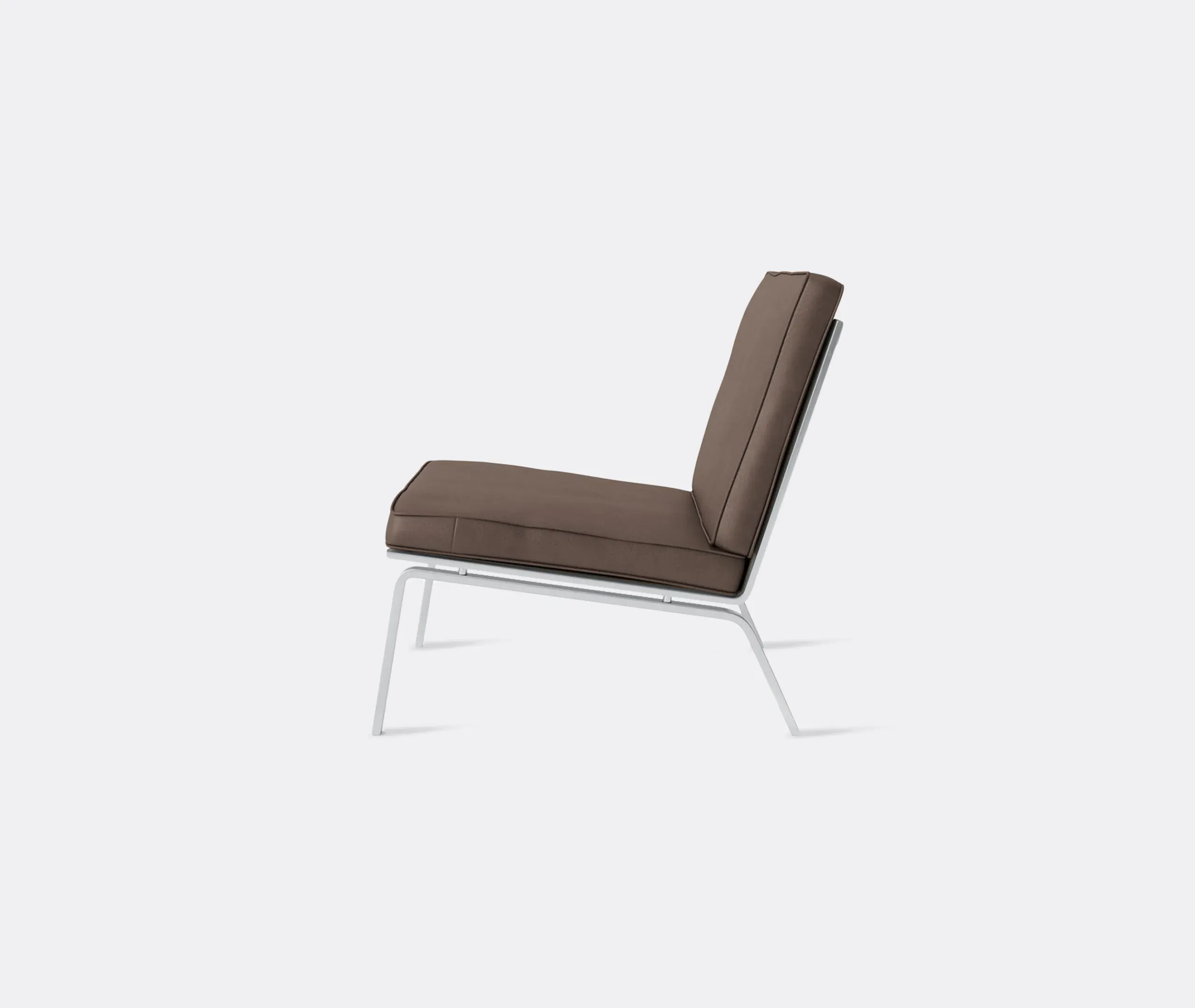 Lounge Chair with Steel Frame - Brown, Leather
