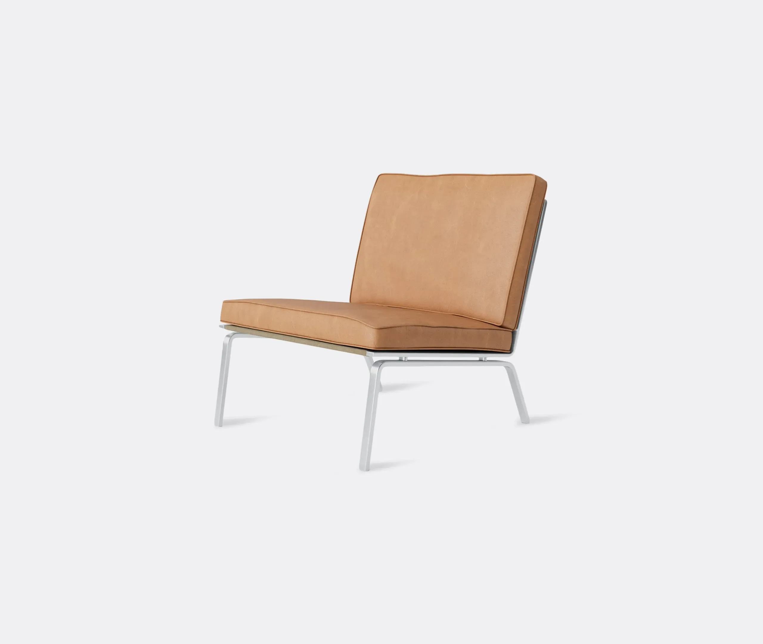 Lounge Chair with Steel Frame - Camel, Leather