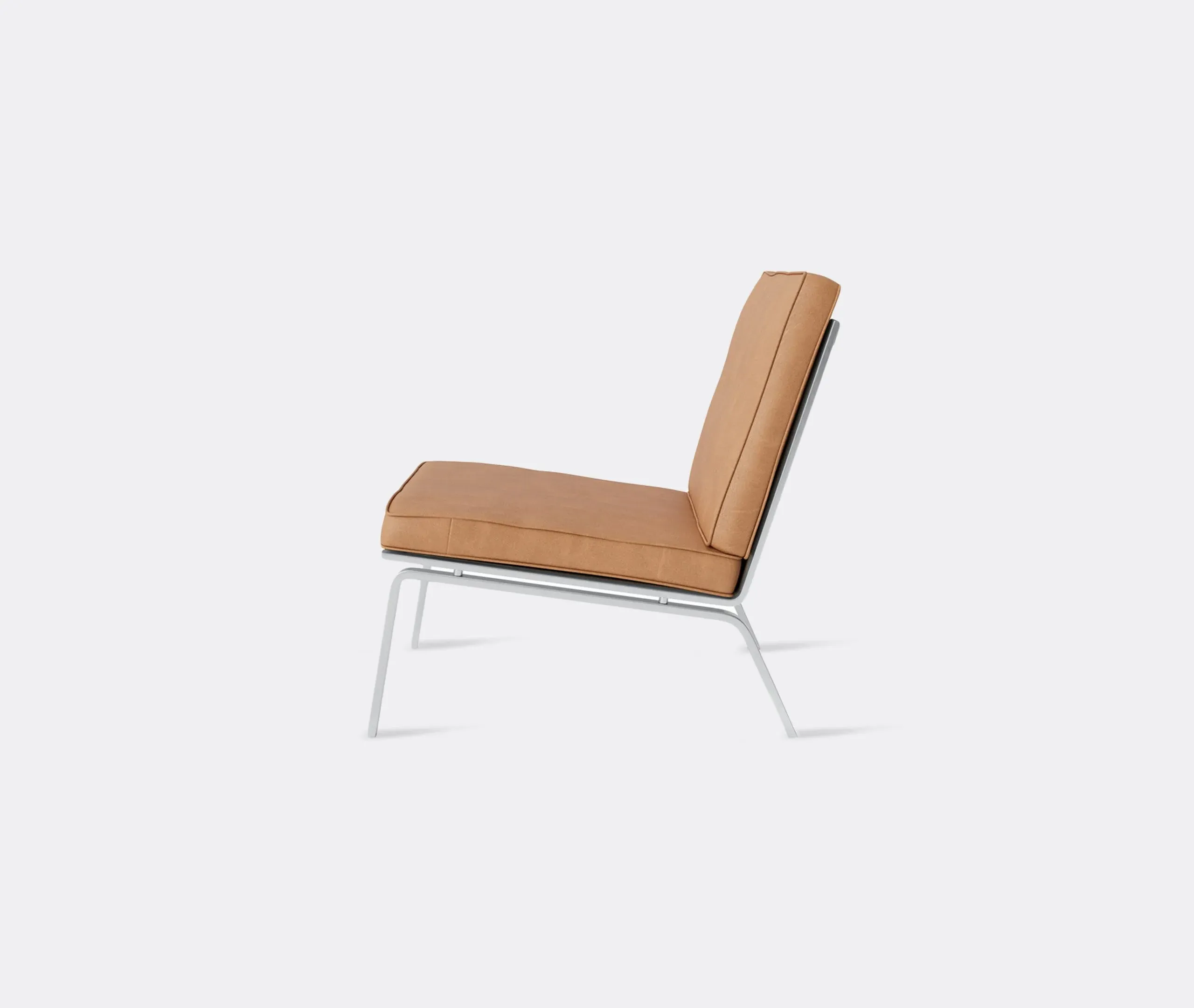 Lounge Chair with Steel Frame - Camel, Leather
