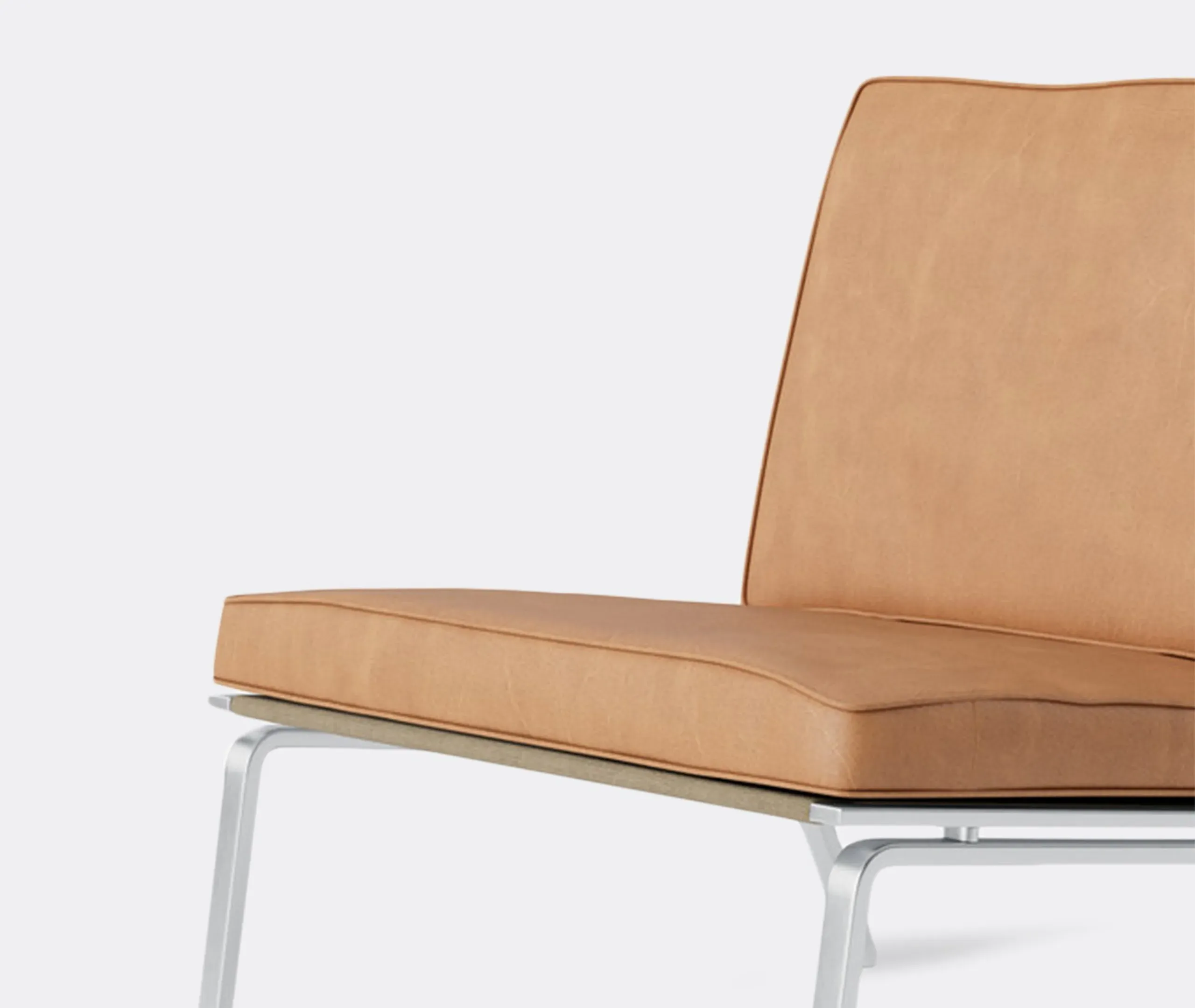 Lounge Chair with Steel Frame - Camel, Leather
