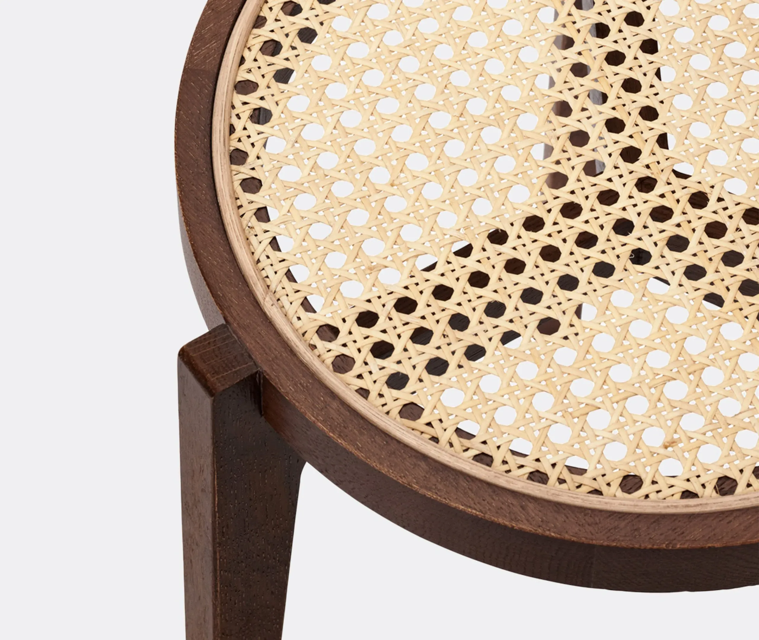 Stackable Stool with Rattan Inlay - Brown, Oak