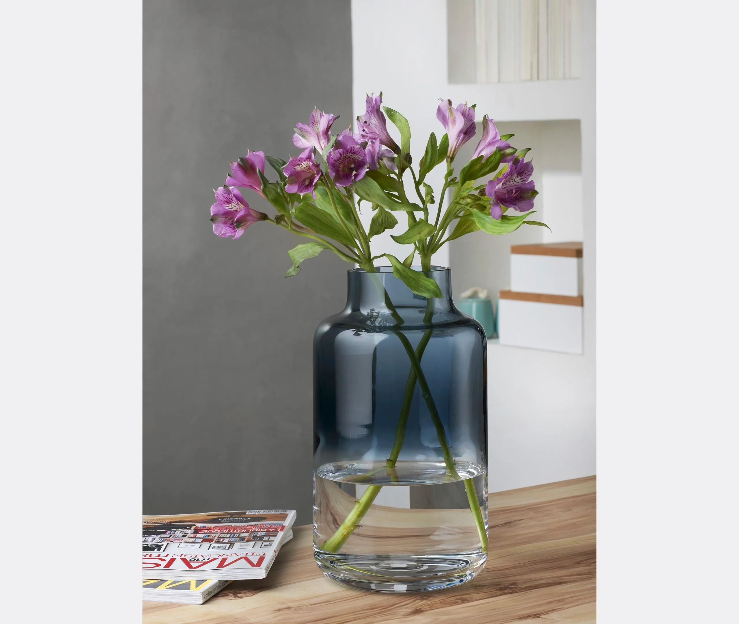 Cylindrical Vase - Clear Blue, Crystal