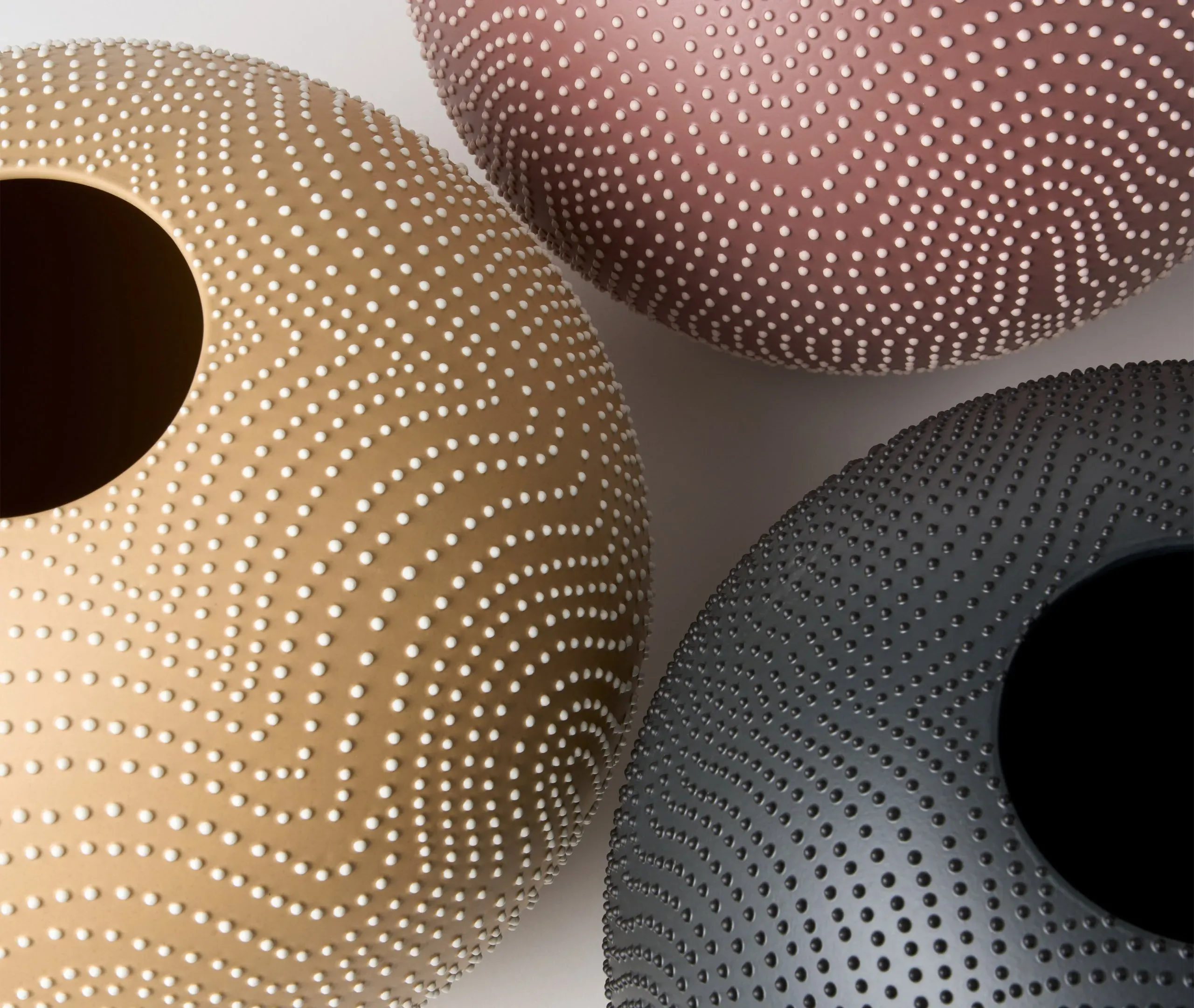 Arcadia Spherical Vase with Textured Detail - Black, Ceramic