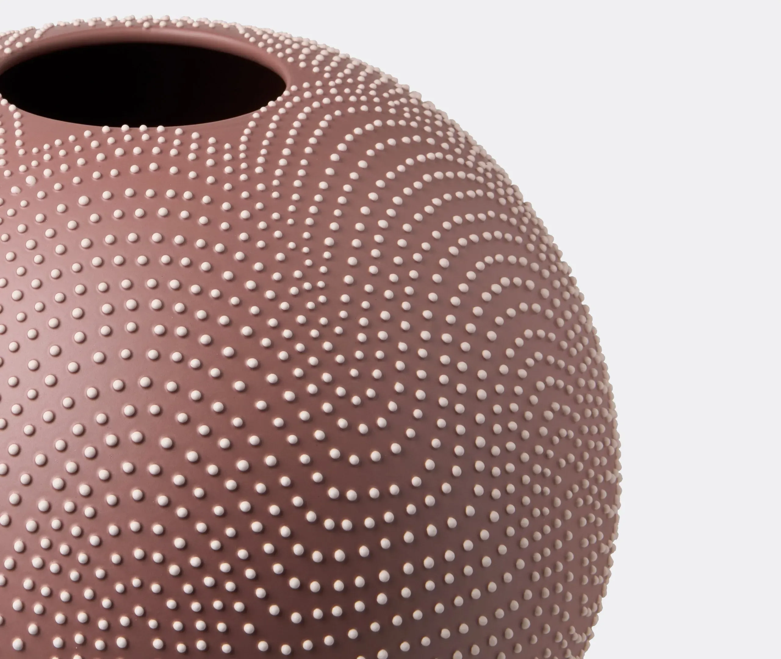 Arcadia Spherical Vase with Textured Detail - Burgundy, Ceramic