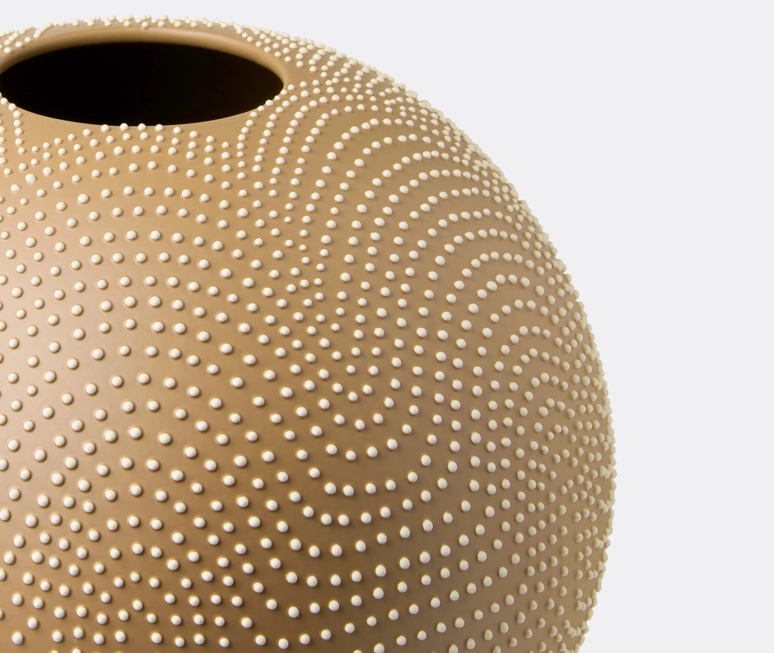 Arcadia Spherical Vase with Textured Detail - Sand, Ceramic