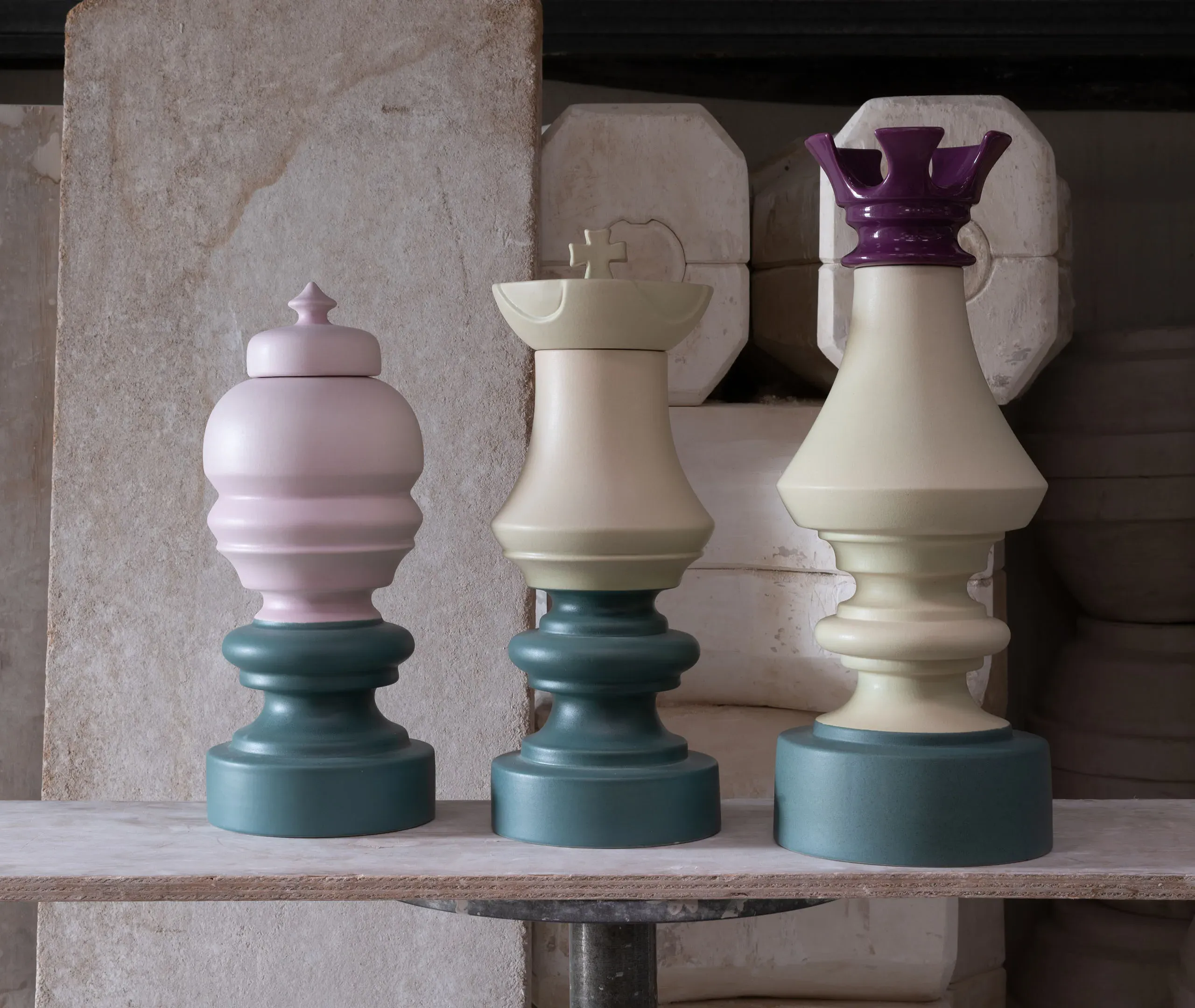Chess Tower Decorative Object - Green, Ceramic