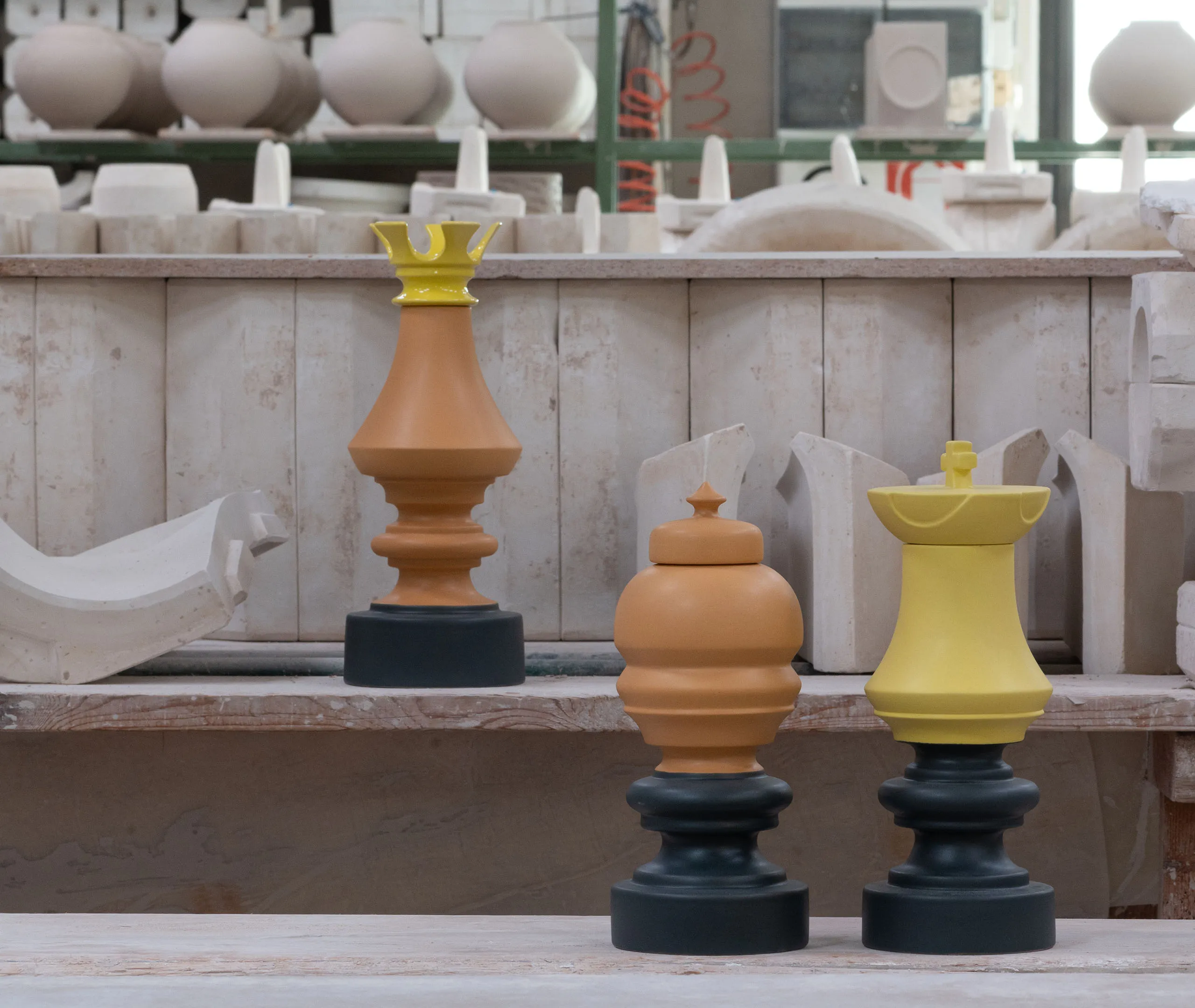 Chess Tower Decorative Object - Yellow, Ceramic