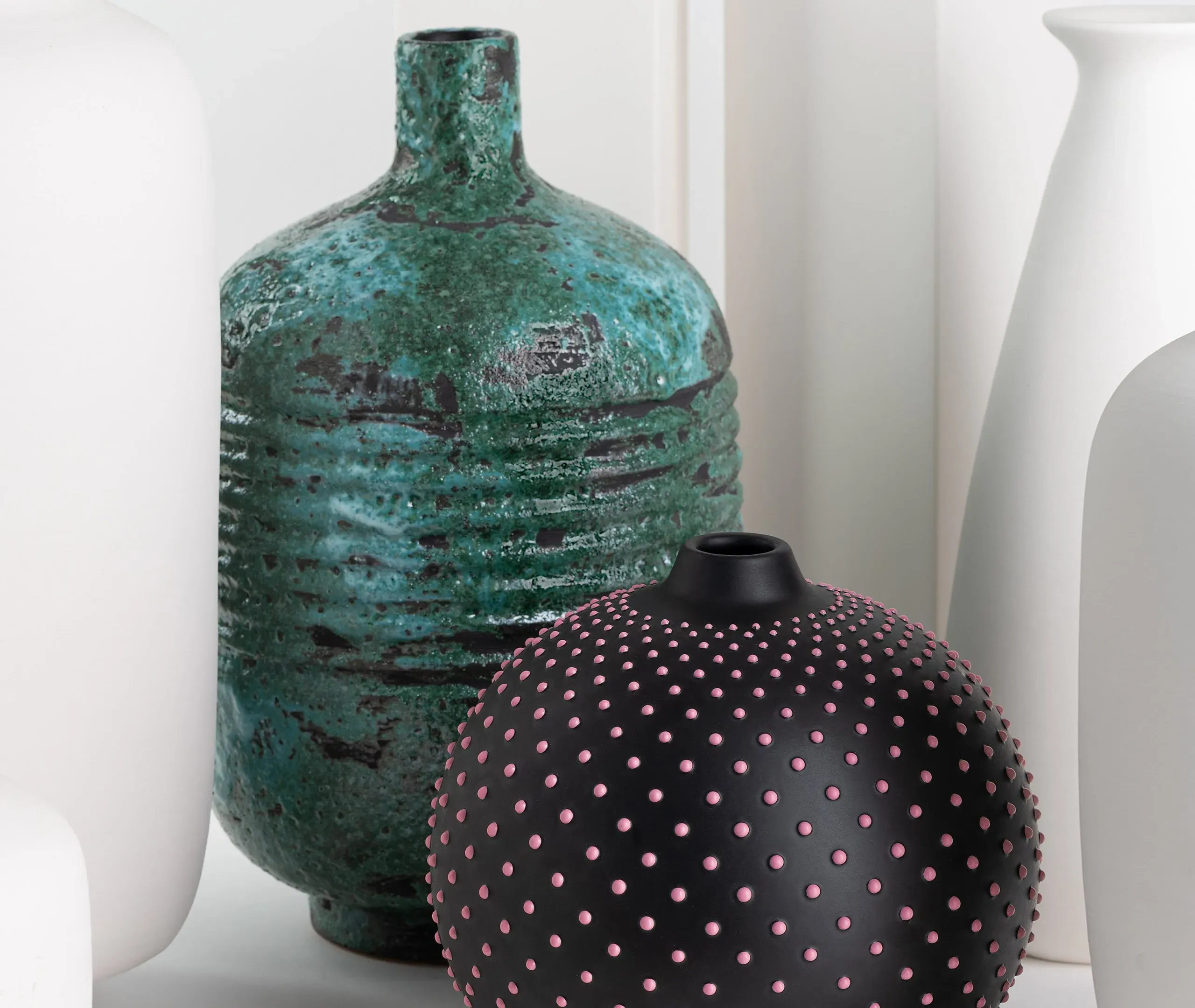 Engraved Vase with Textured Glaze - Blue, Ceramic