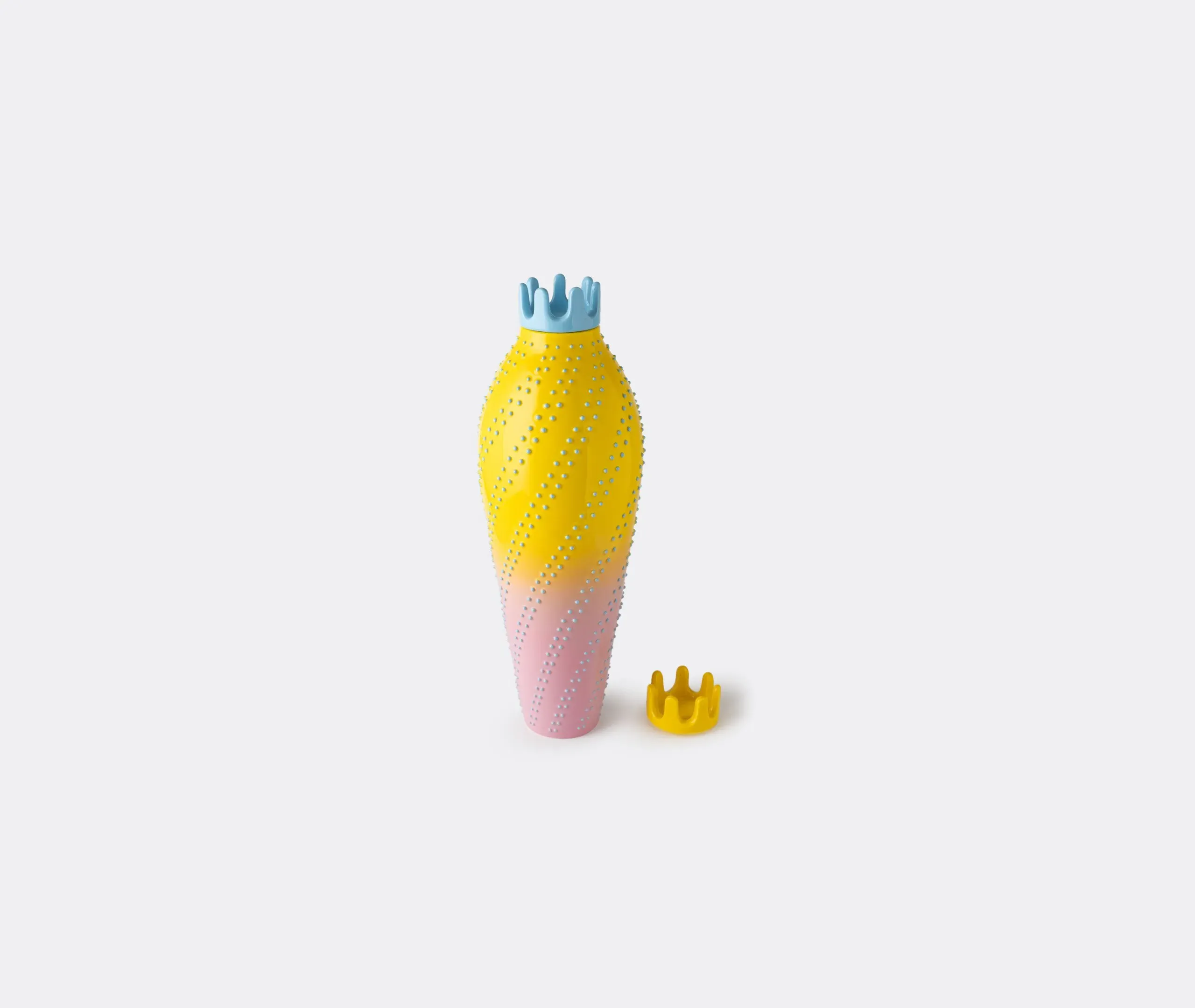 Geometric Vase with Crown Lid - Multicolour, Ceramic