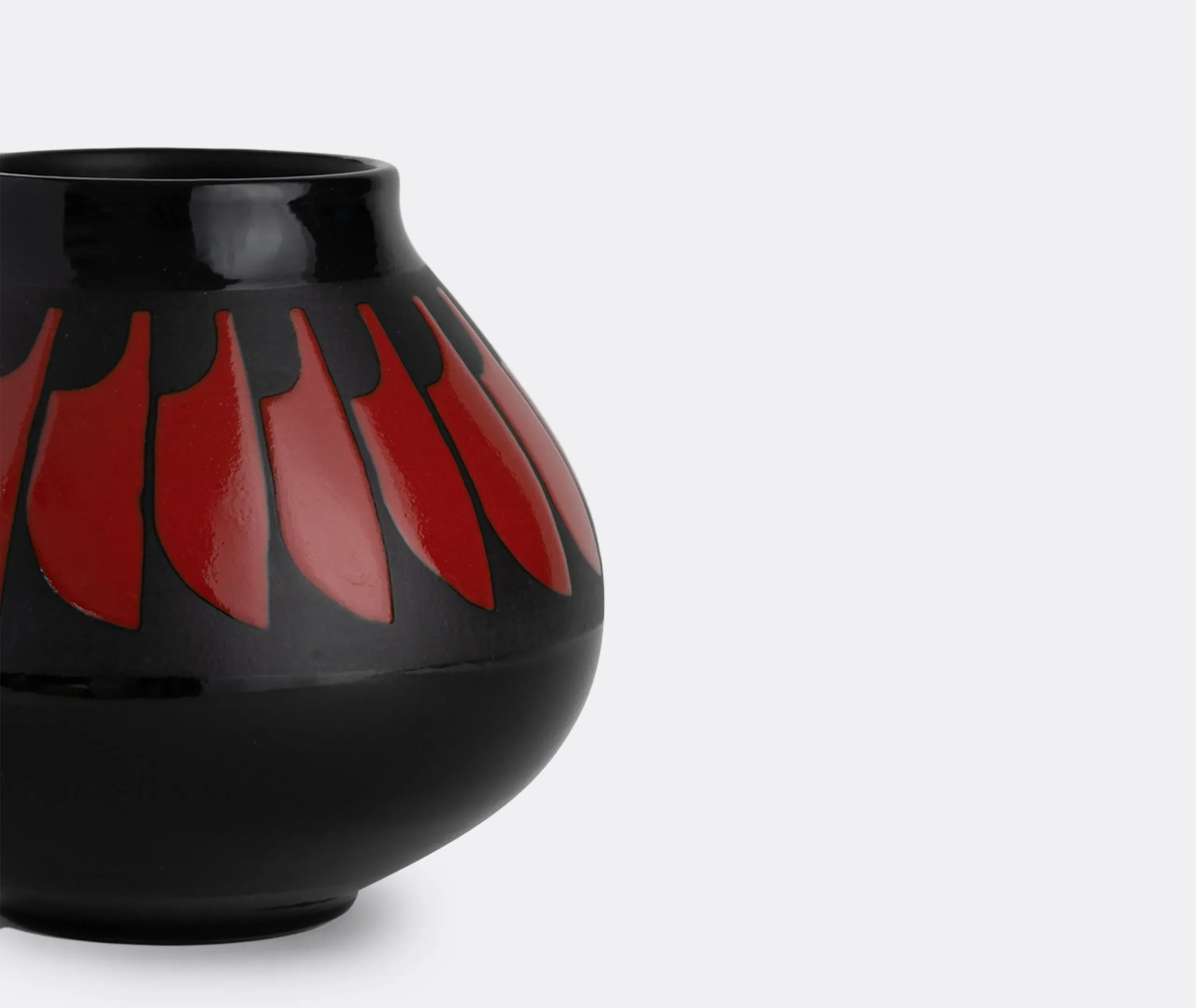 Navajo Feathers Vase - Black, Ceramic