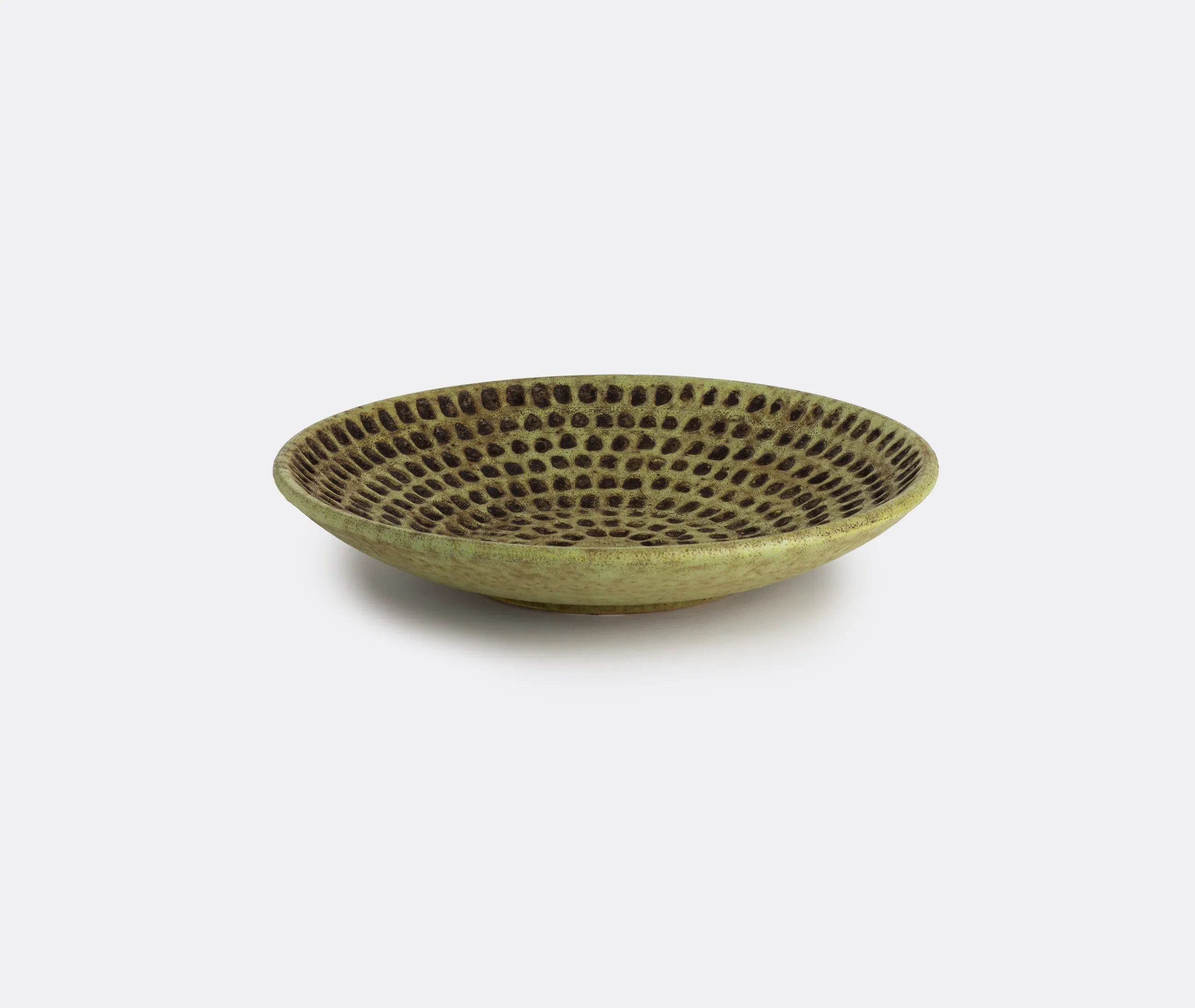 Serving Plate with Hand-Carved Detail - Green image